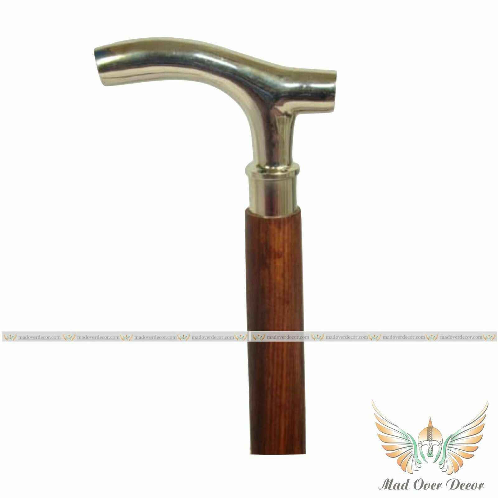 Designer Brass Derby Head Handle Wooden Style Cane Walking Nautical Stick cens