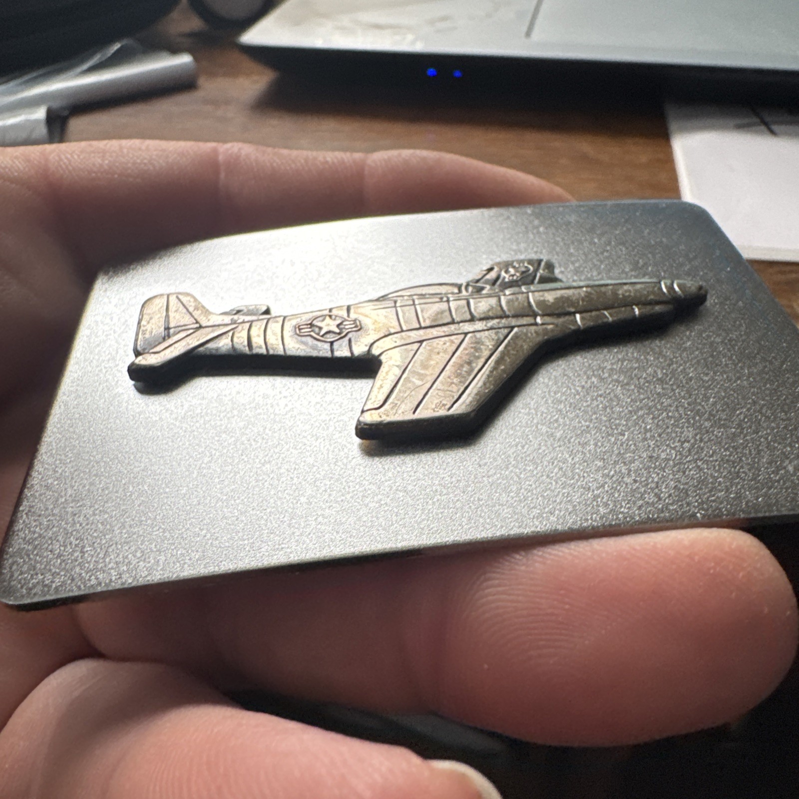 Vintage Jet Airplane Metal Belt Buckle Raised 3d Model Fast Free Shipping #11