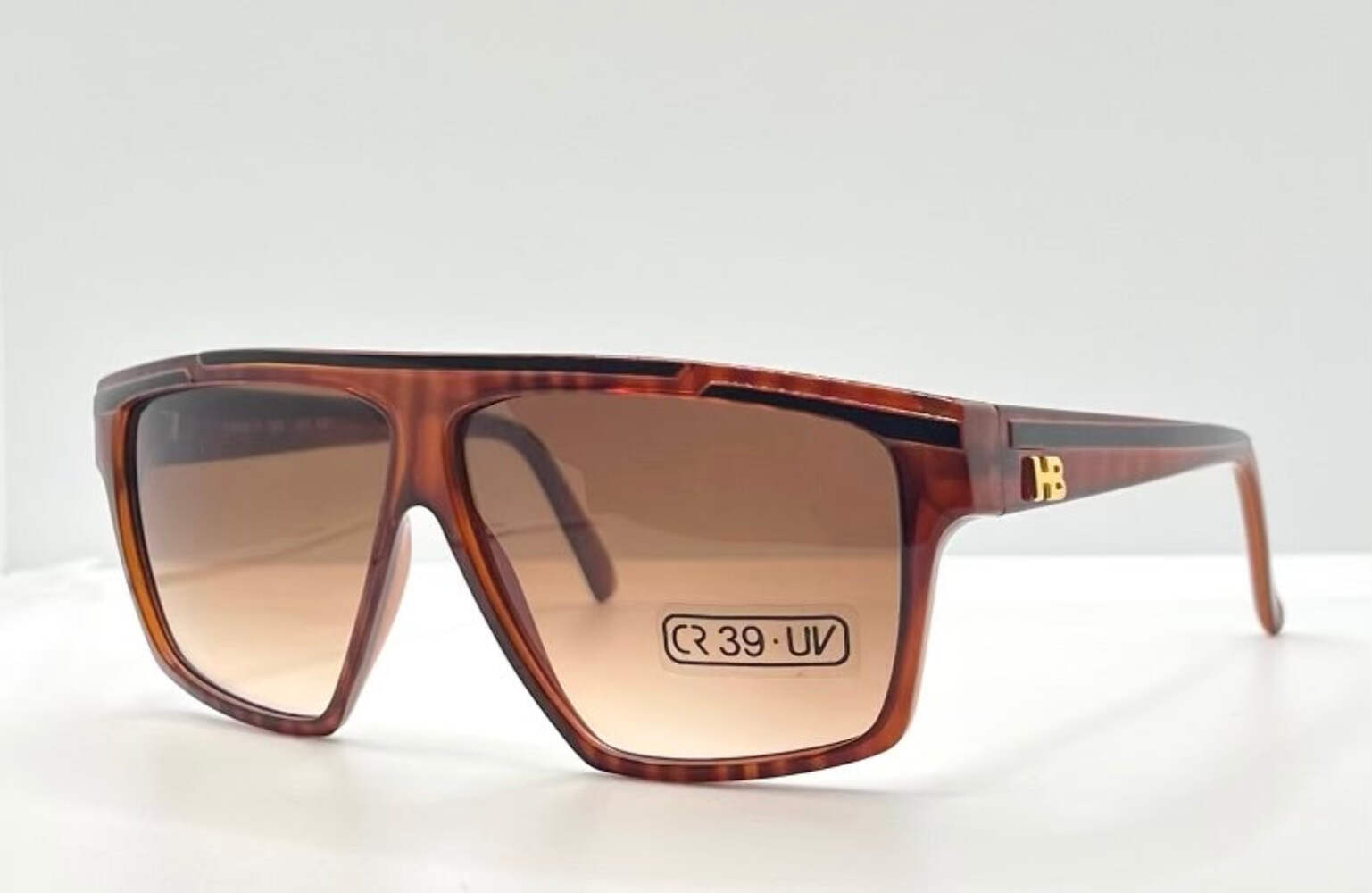 Harvé Benard 402 K33 Vintage Sunglasses-Italy-Tortoise Shield-60mm-Deadstock-NOS