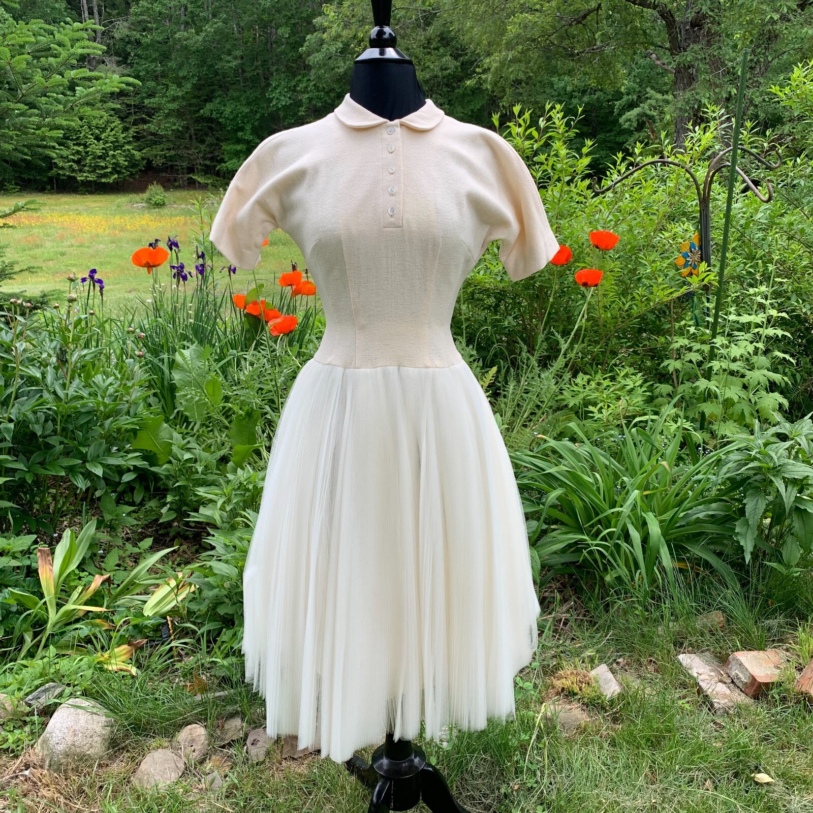 1950s Anne Fogarty Winter Wedding Dress Ballerina Length Accordion Pleated Skirt