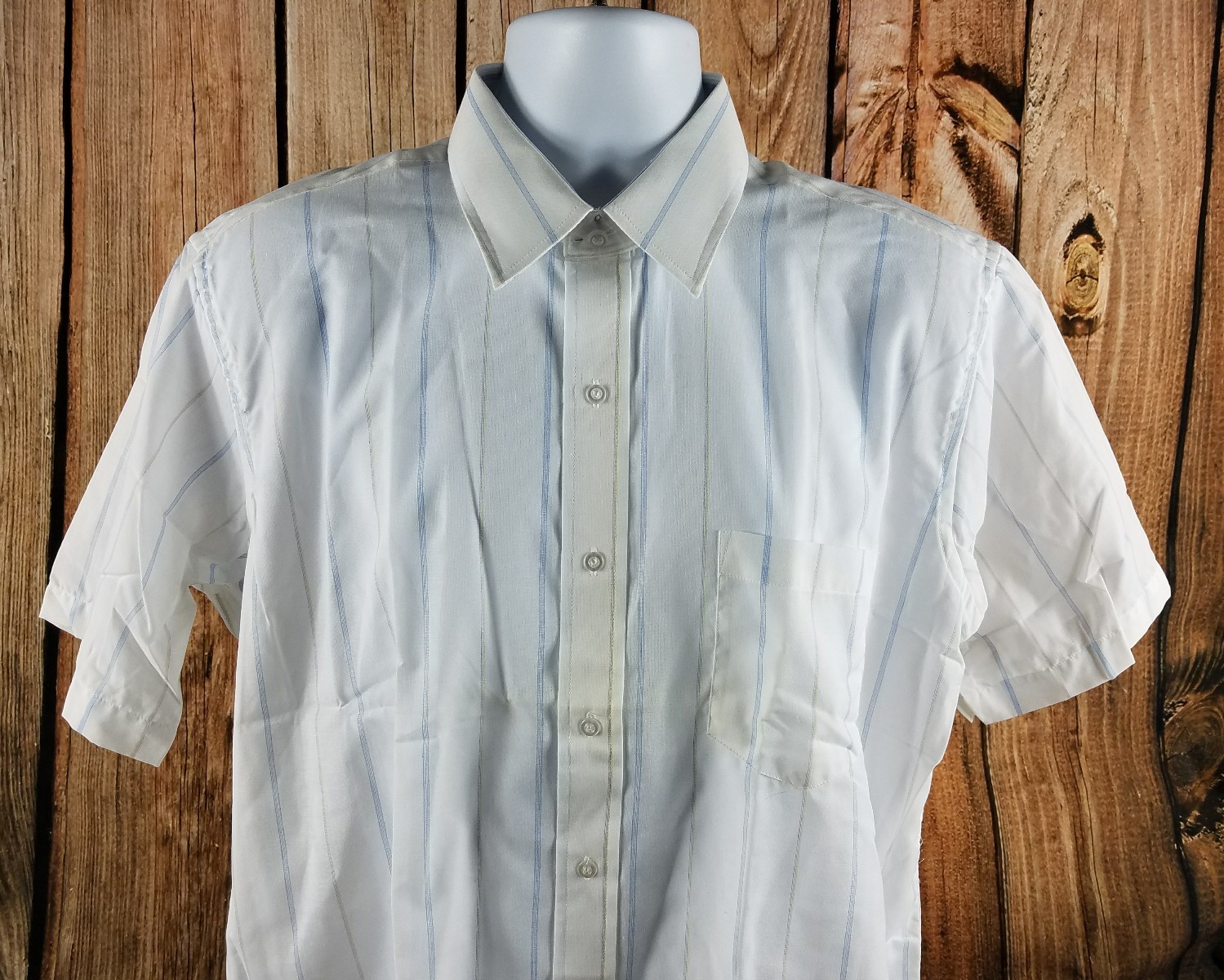 Stanley Blocker Size 17 MED L Nerd Short Sleeve Shirt 70s 80s Vintage Pocket Pro