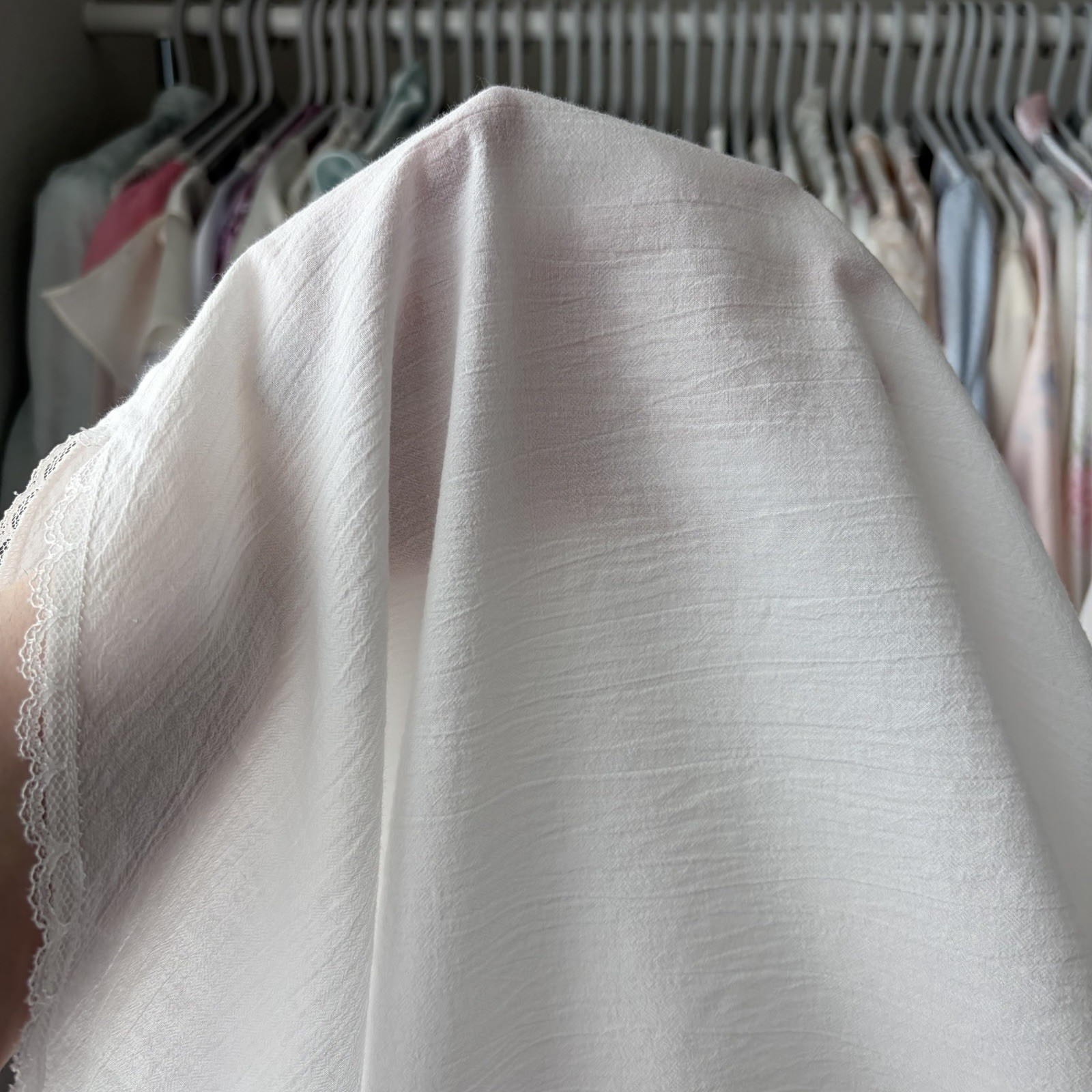 vintage miss elaine white cotton embroidered lace trim tranquil dress nightgown