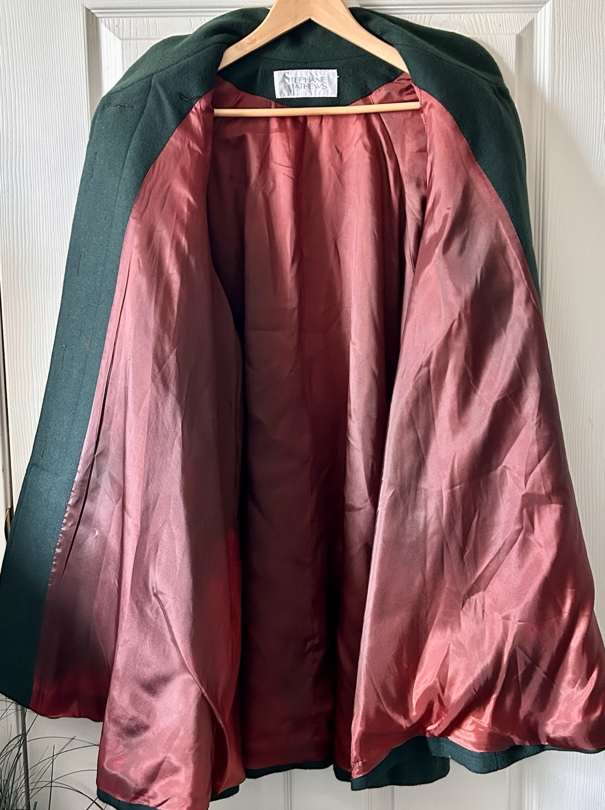 Stephanie Matthews Vintage Emerald Green Cape Coat 100% Wool Made in USA Sz XXL