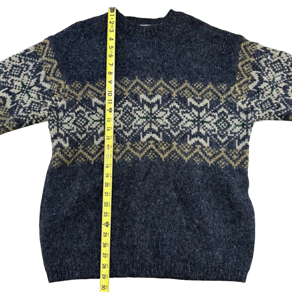 Vintage Lambswool Sweater Nordic Fair Isle Knit Alpine Scandinavia Snow Large
