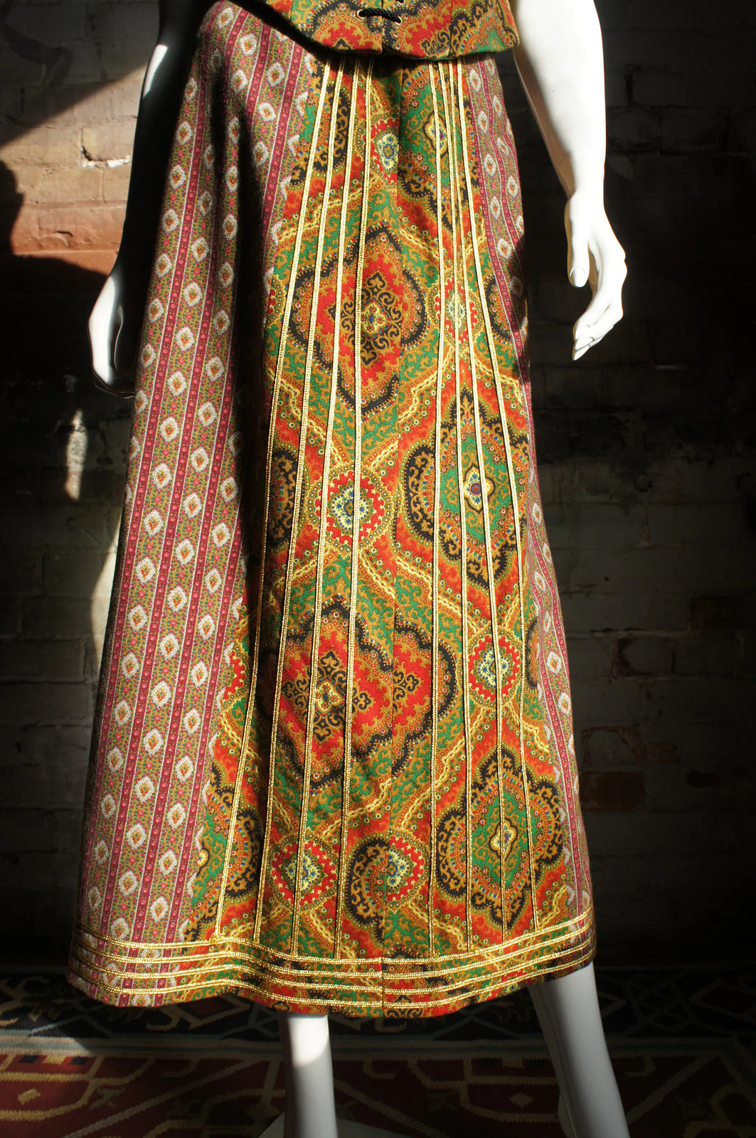 MOSCHINO COUTURE Vintage 1990s Boho Tapestry Boned Bustier Skirt FW 93/94 Runway