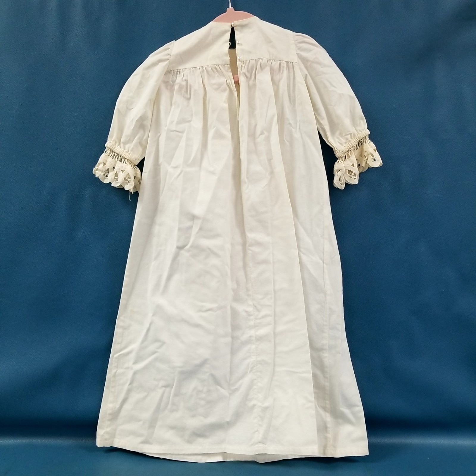 Vintage Linen Cotton Woven Heirloom Custom Made Christening Dress w/Cap Baptism