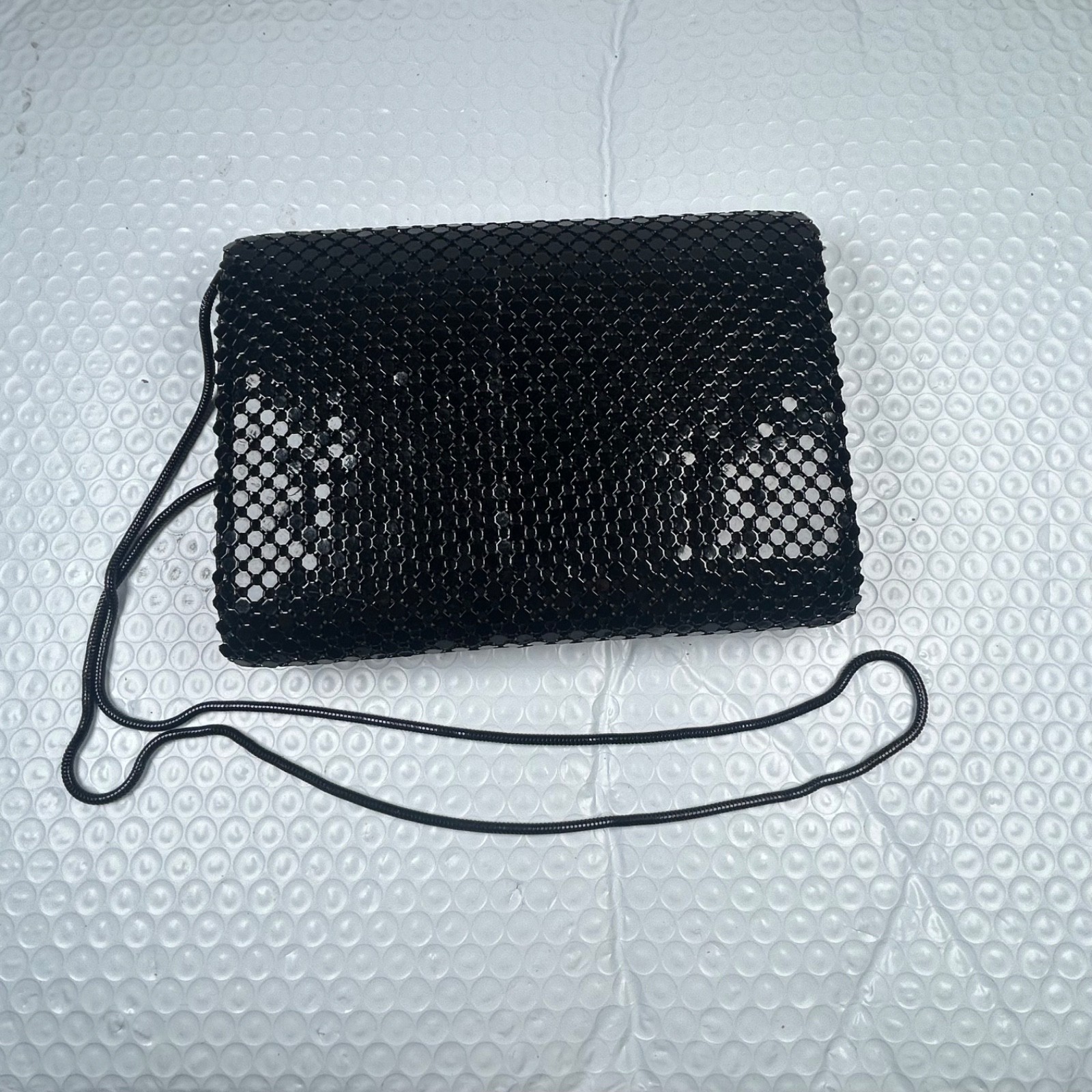 Vintage Black Sequin Clutch Purse Evening Cocktail Shoulder Bag