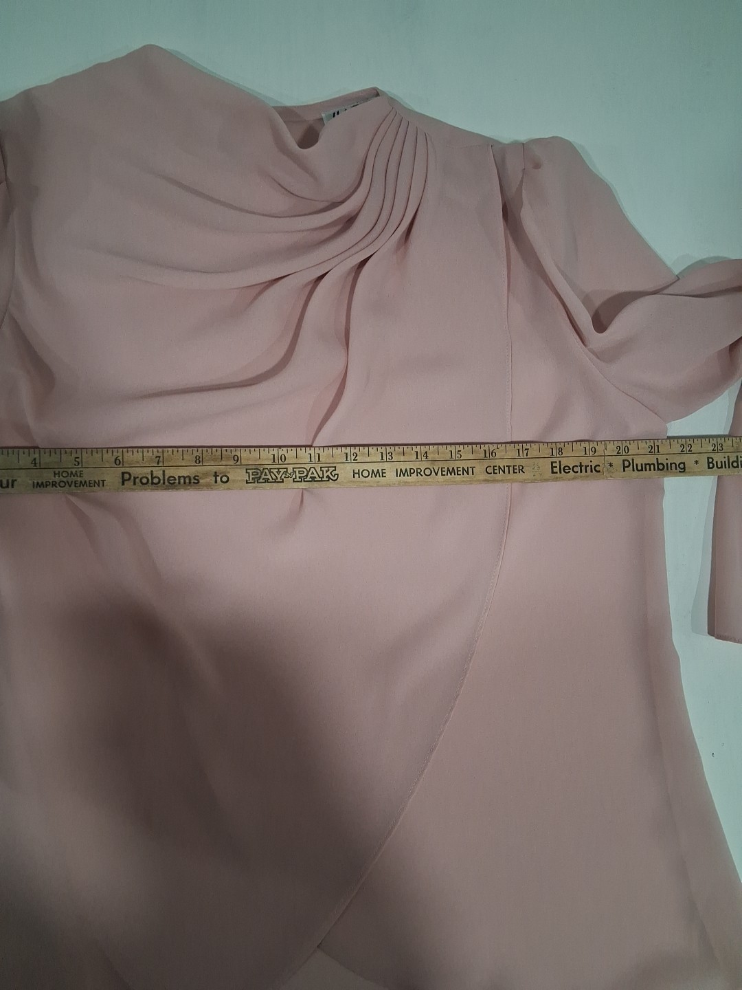 Vtg 60s 70s Dusty Rose pink chiffon dress 2 piece layered Secretary Sheer 18