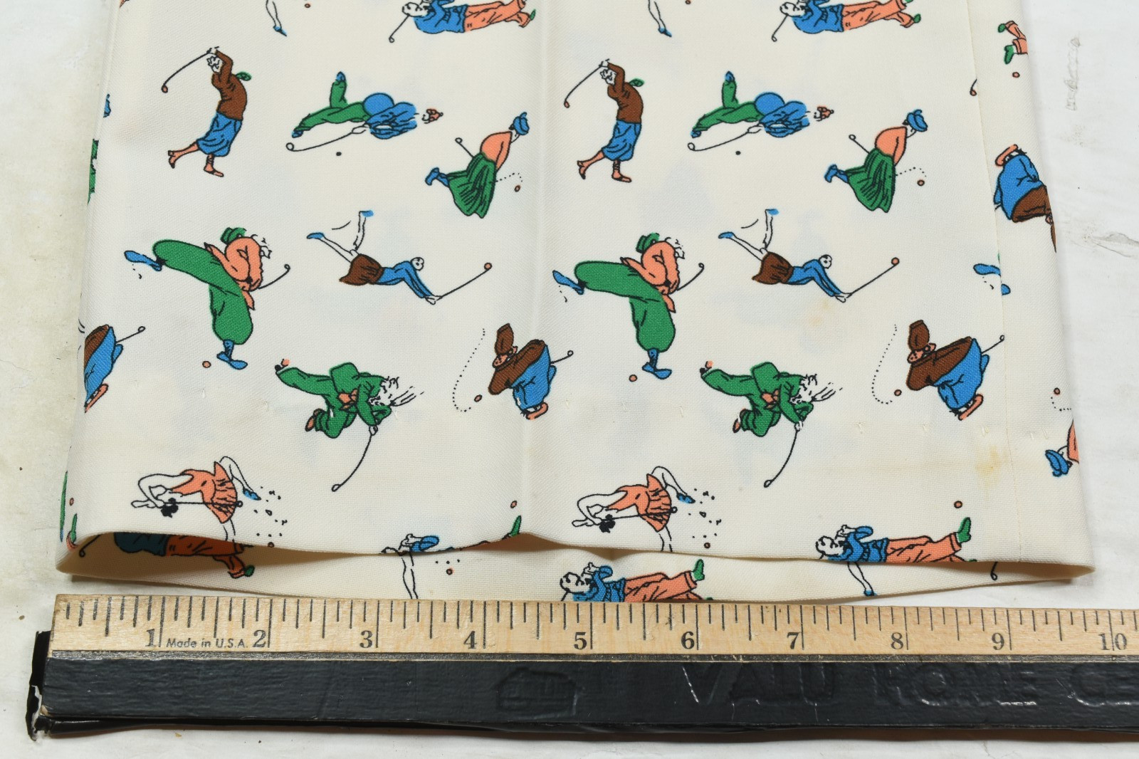 Vintage Jenns Novelty Golf Print Pants Womens 6? Cream All Over Cartoon Golfer
