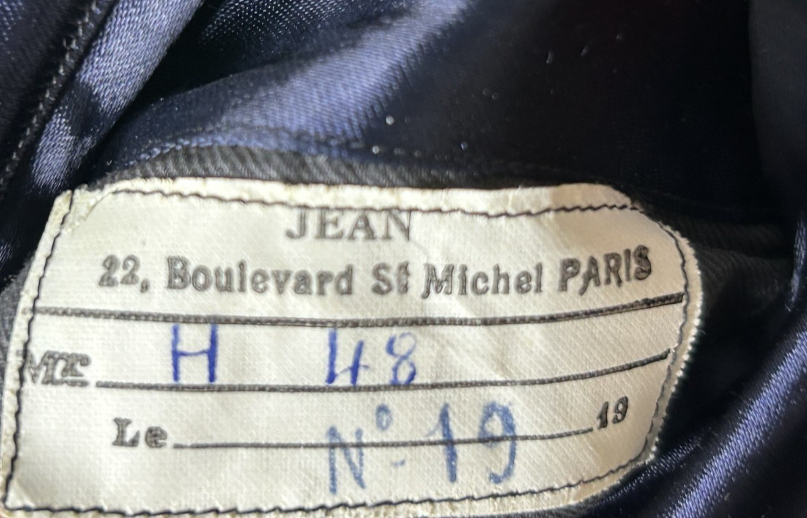 Vintage Wool Tuxedo Suit w/ Tails 40 Navy Blue Jean Paris Satin Lined