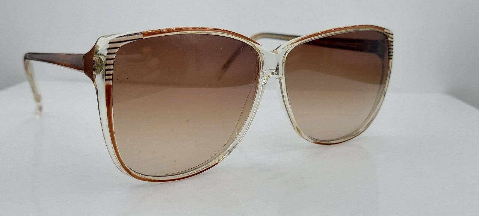 Vintage Piave 188 Brown Translucent Oval Sunglasses Frames Italy