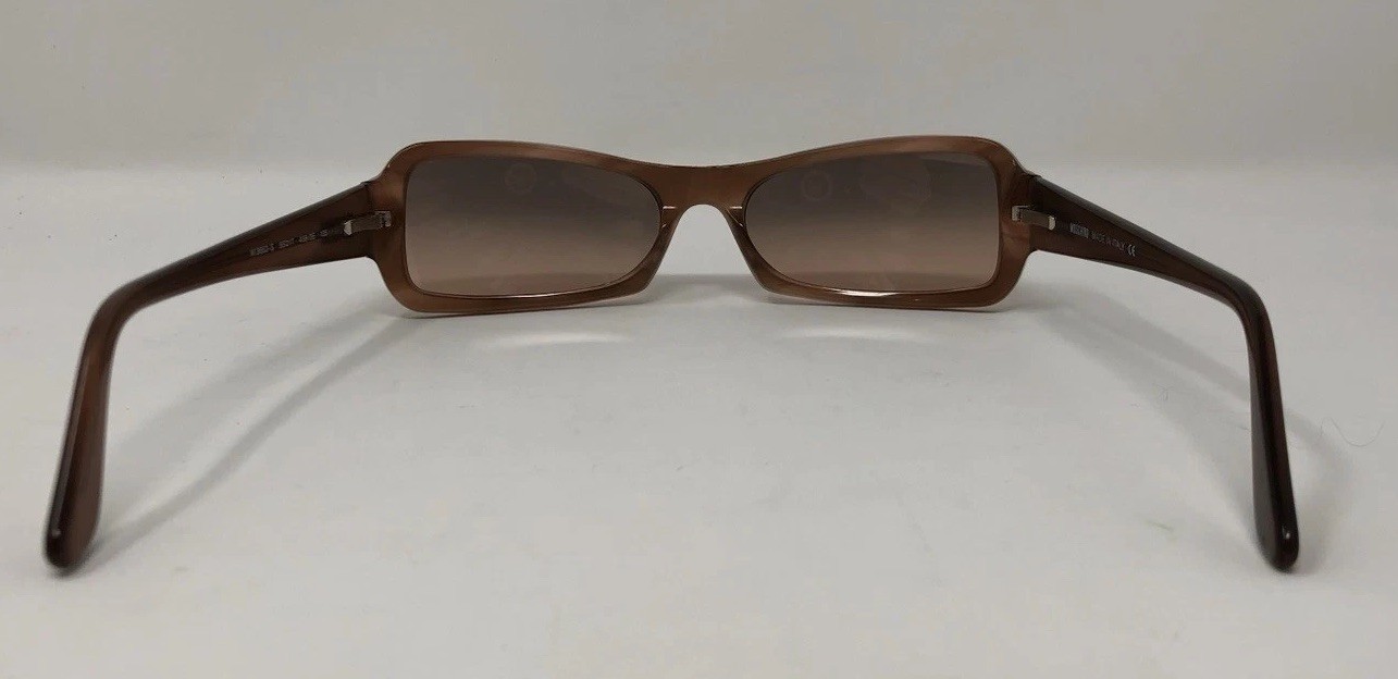 Vtg 90s 00s Y2K Moschino Logo Sunglasses Tan Brown Lenses Rectangle Italy