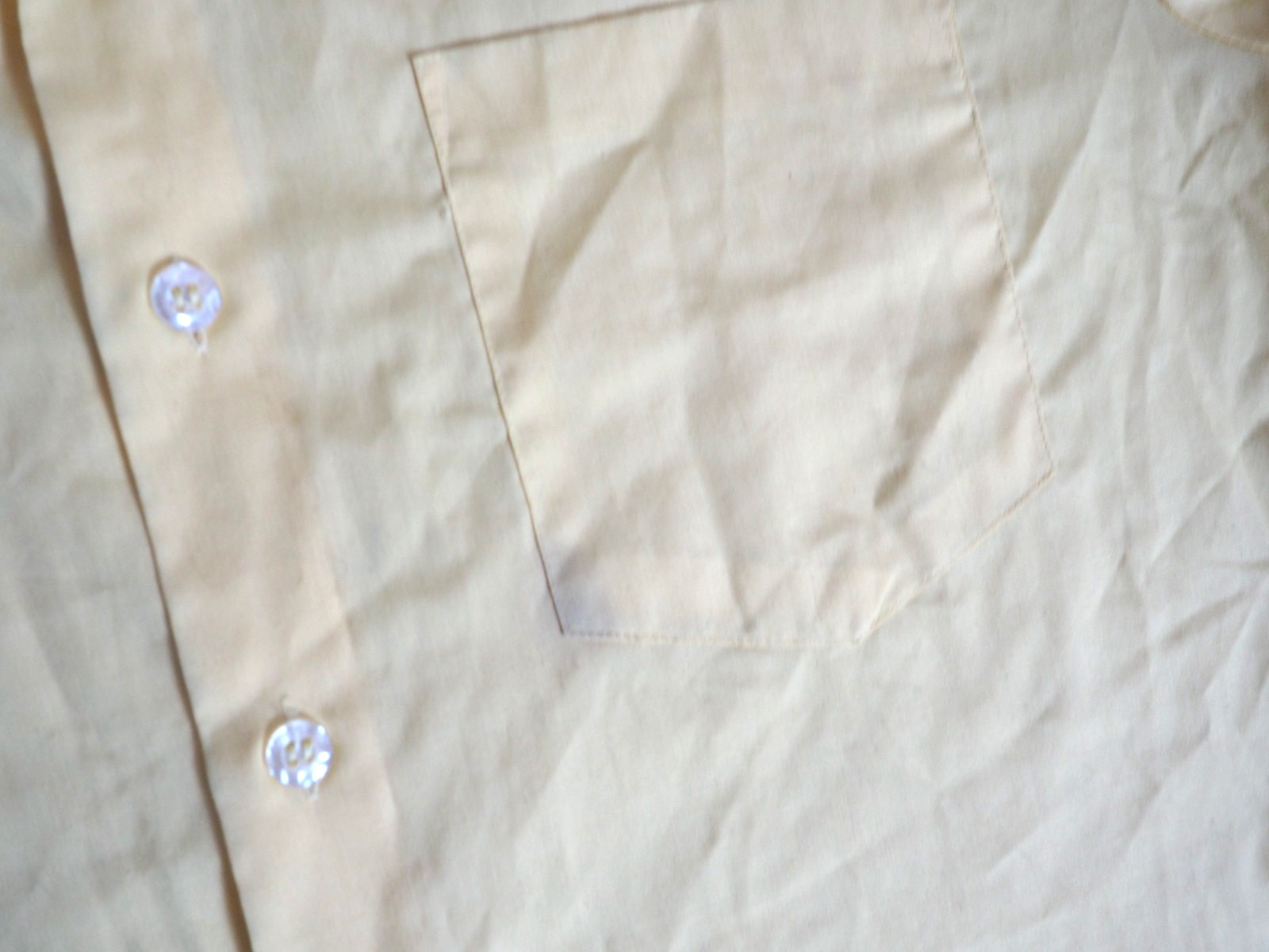 VTG 70s Penneys Towncraft Canary Yellow Pocket Polycotton Button Shirt Mens S