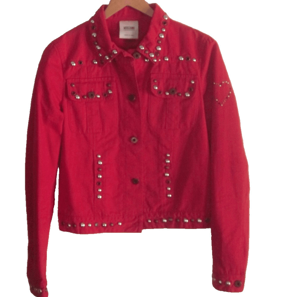 Moschino Womens Size 6 Cheap & Chic Red Embellished Cropped Jacket Made in Italy