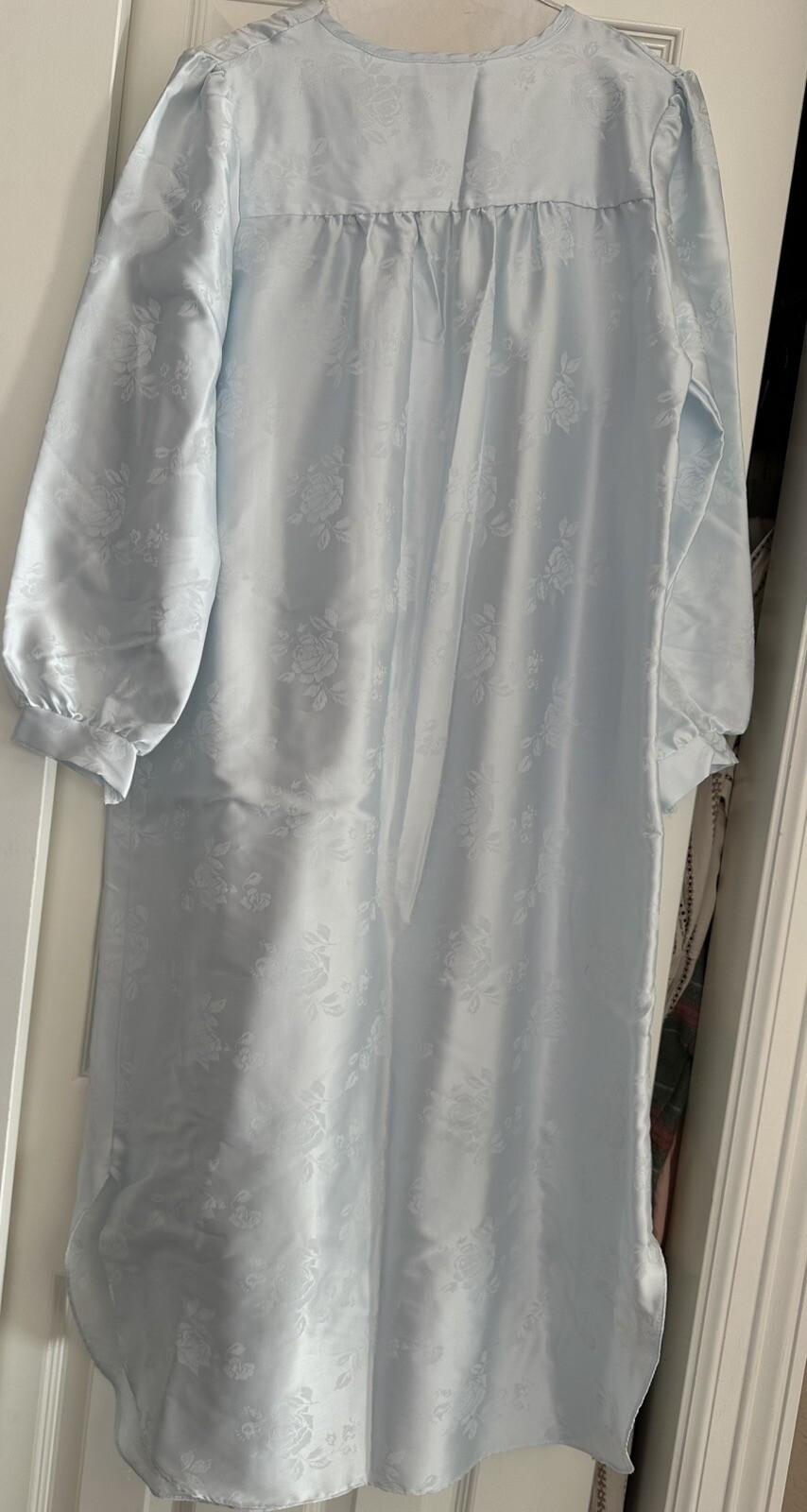 EUC Nicole Vintage night gown Blue M USA poly cotton Blend Satin mid-calf Union