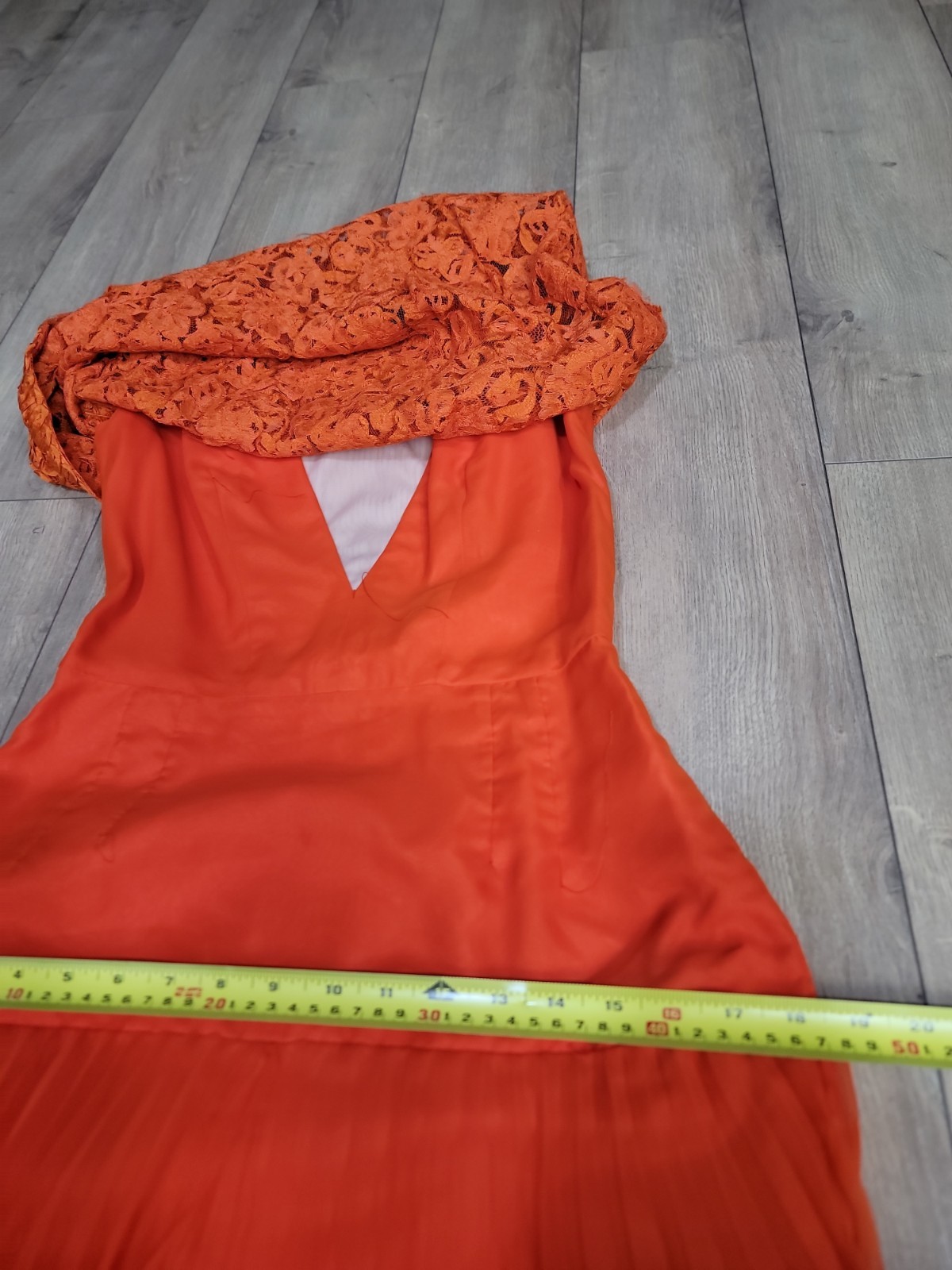 Vintage Jack Bryan Orange Palazzo Jumpsuit Pleated Chiffon Lace Formal Evening