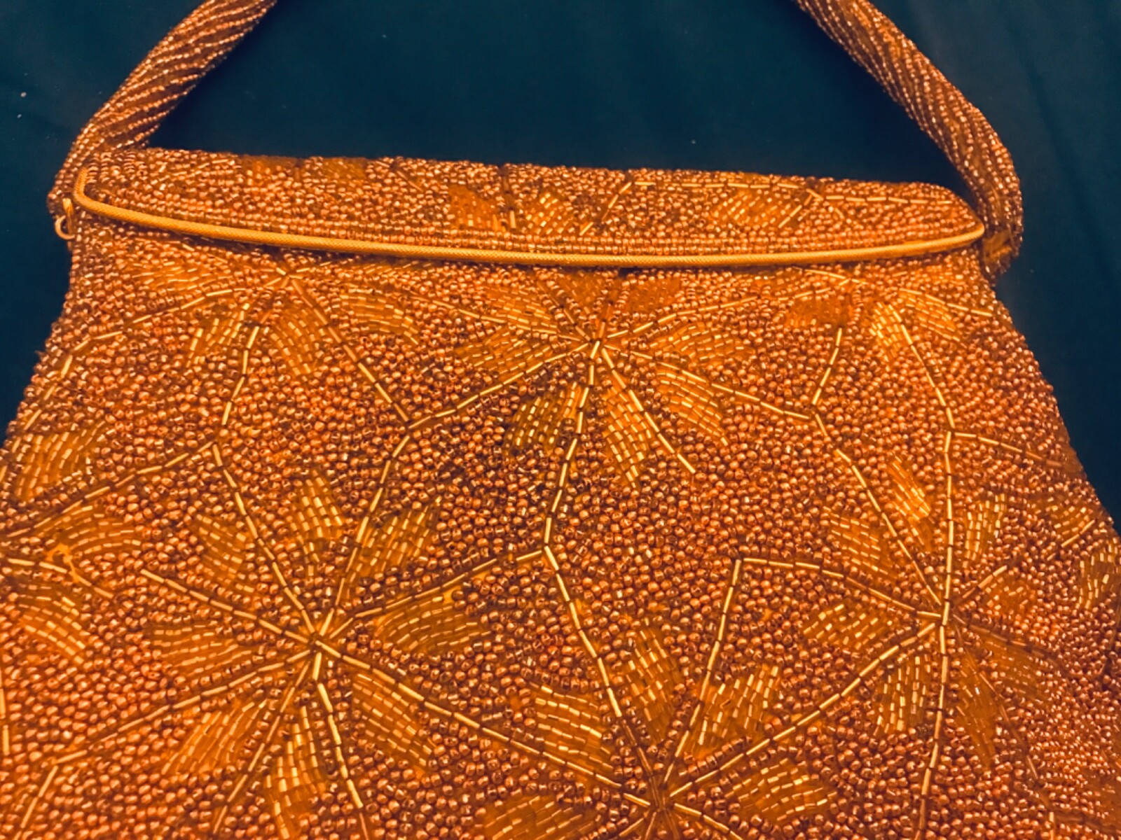 Antique Gold Beaded Evening BAG PURSE Formal Special Occasion Quality Handbag