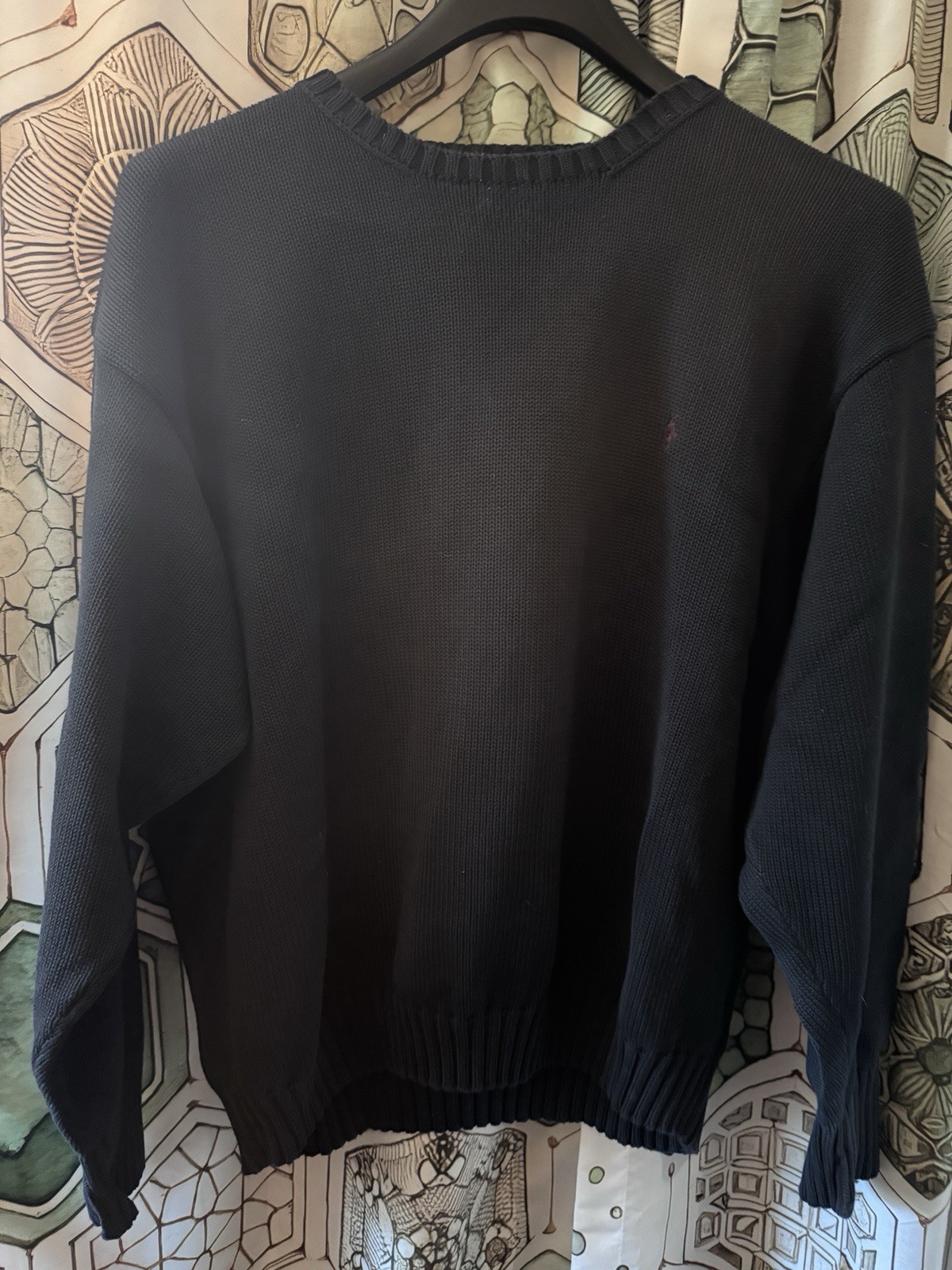 Late 80’s Vintage Polo Ralph Lauren Men’s 3XL Navy Blue Knit Crewneck Sweater