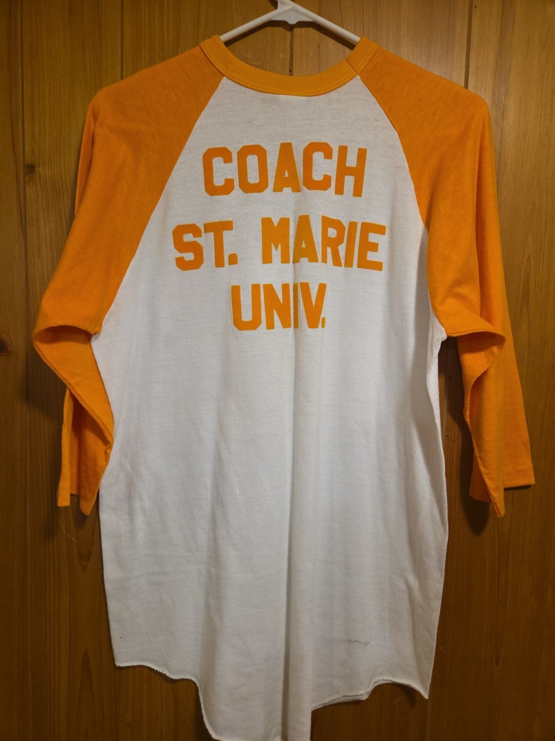Vintage 70s 80s St. Marie Univ. Coach 3/4 Sleeve L Raglan Baseball T-shirt 20×28