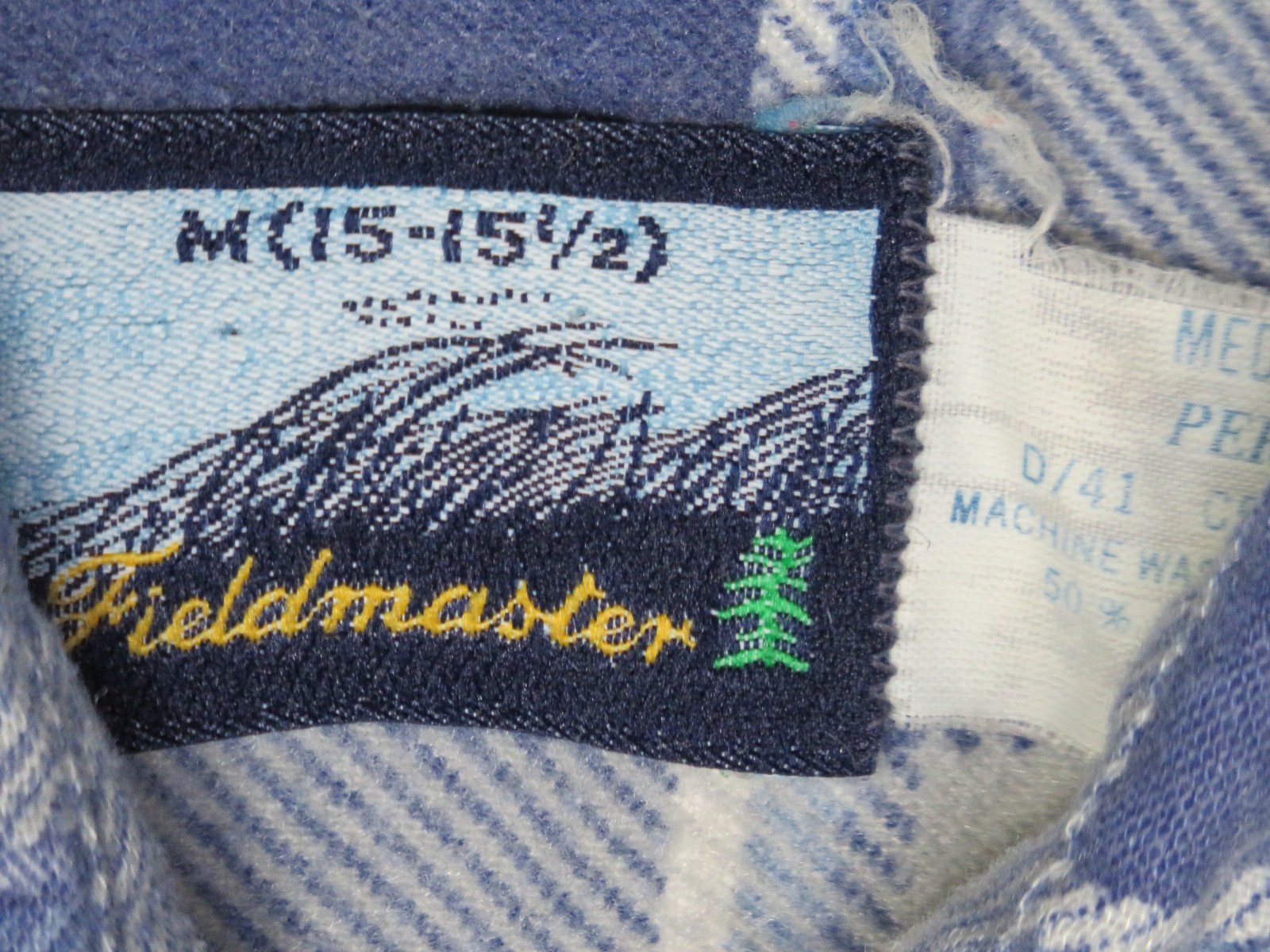 SEARS FIELDMASTER MENS SHIRT M 15 – 15 1/2 BLUE PLAID 100% COTTON VINTAGE USA LS