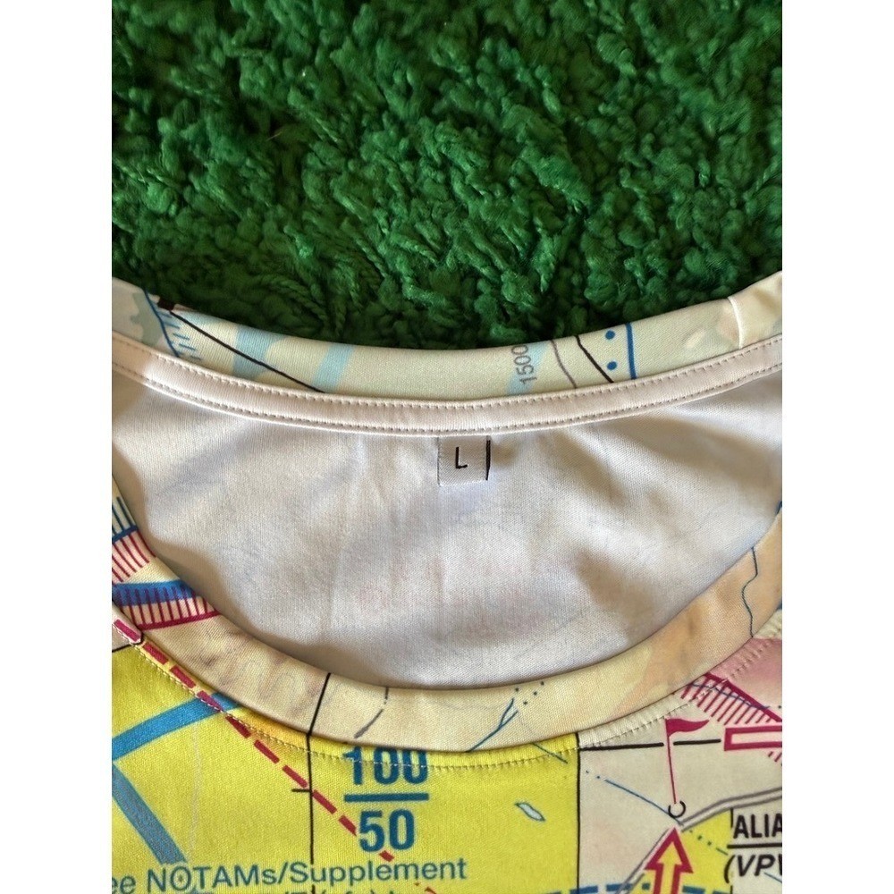 Mens Aviation Map Print Graphic T Shirt Large All Over Print Las Vegas Airway