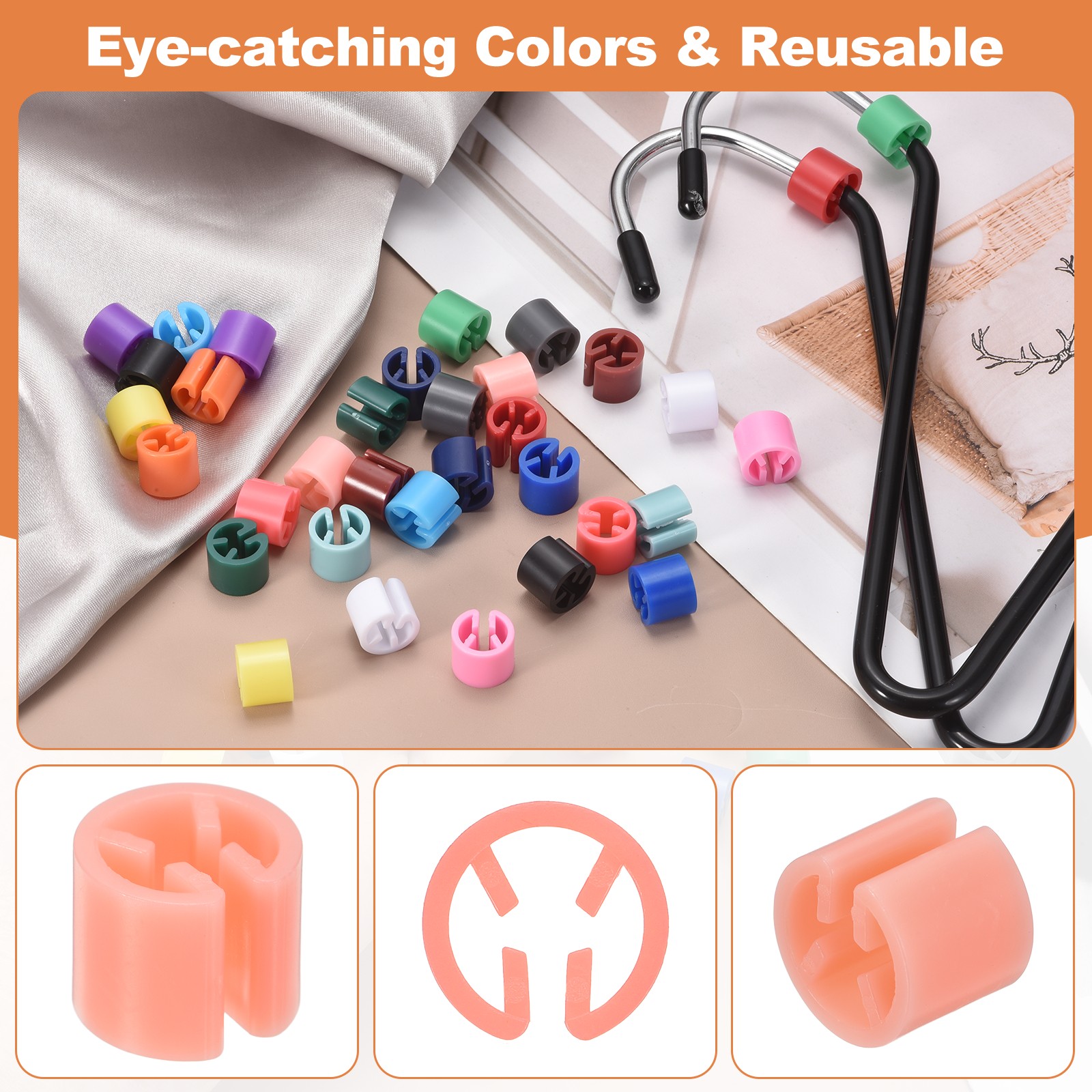 120Pcs Hanger Size Markers, Fit 3-5mm Rod Hanger Tags Organization, Light Pink