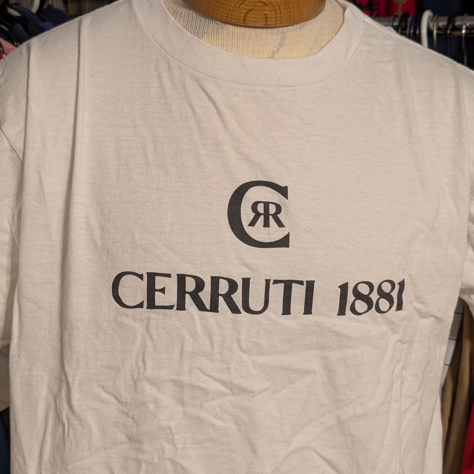 Vintage Cerruti 1881 Logo T-Shirt White Fruit of the Loom Heavy Cotton Size L
