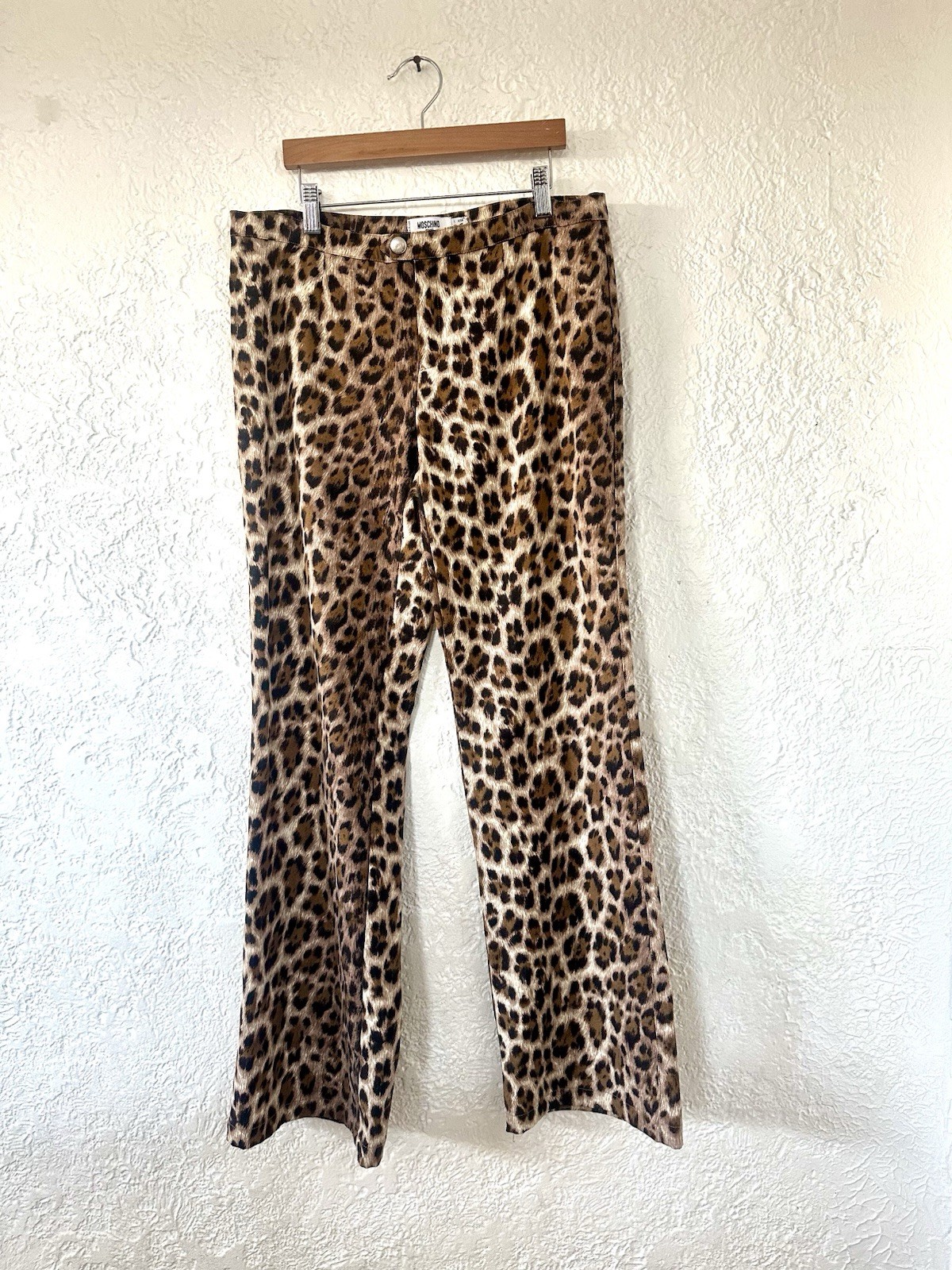 MOSCHINO Jeans Vintage Y2K Low Mid Rise Leopard Cheetah Print Flare Pants 32