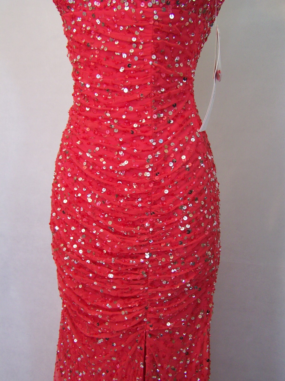 NWT NOS Y2K Bombshell Pink Ruched Sequin Evening Dress Size 2
