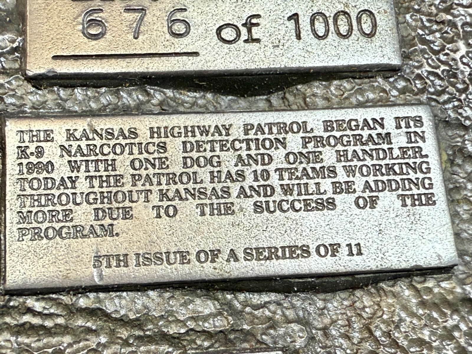 Kansas Highway Patrol Trooper K9 Unit Narcotics Detection Program 94 Belt Buckle
