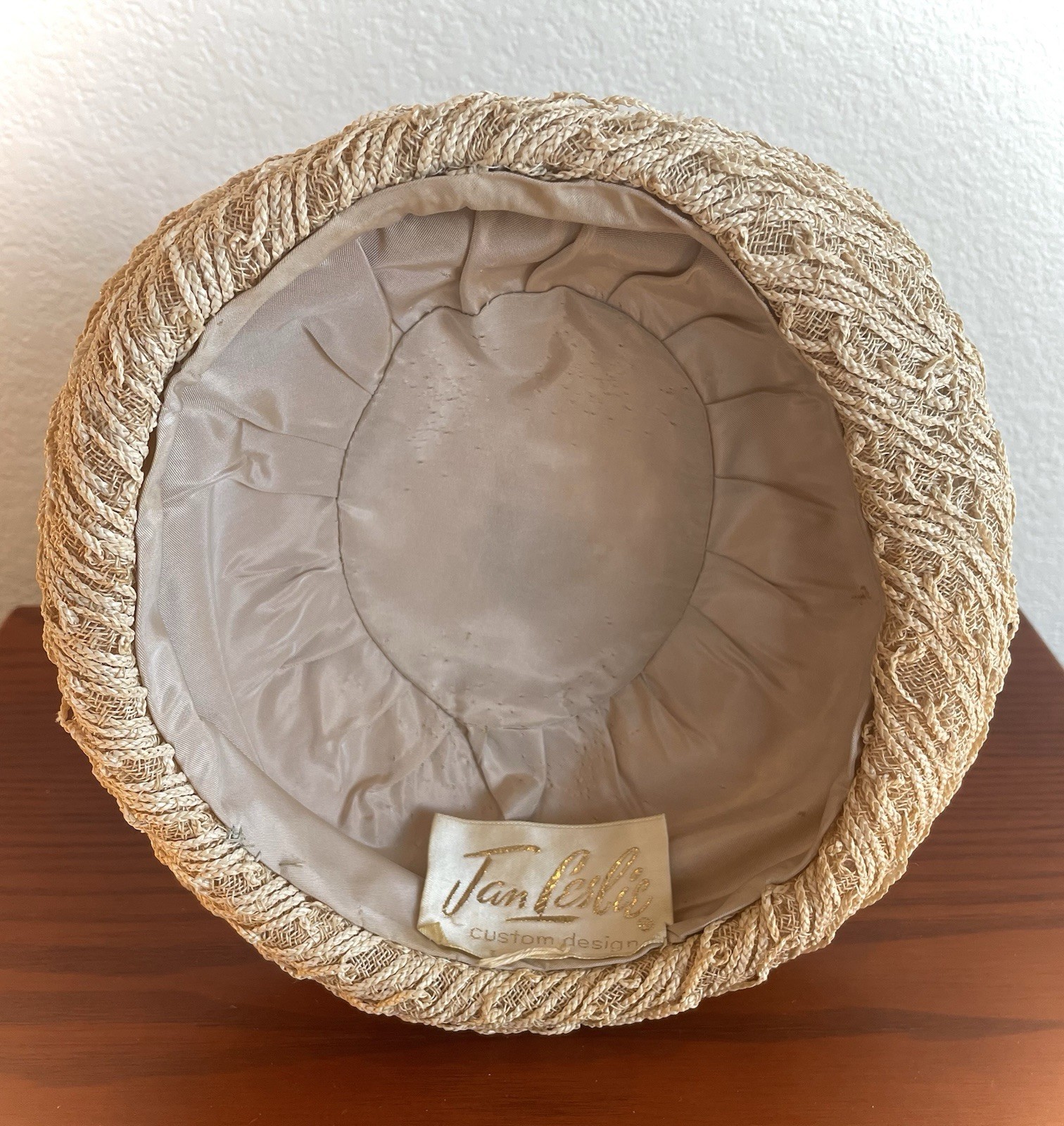 Vtg 1960s Jan Leslie Custom Design Cocktail Hat Turban Cloque Bead Mid Century