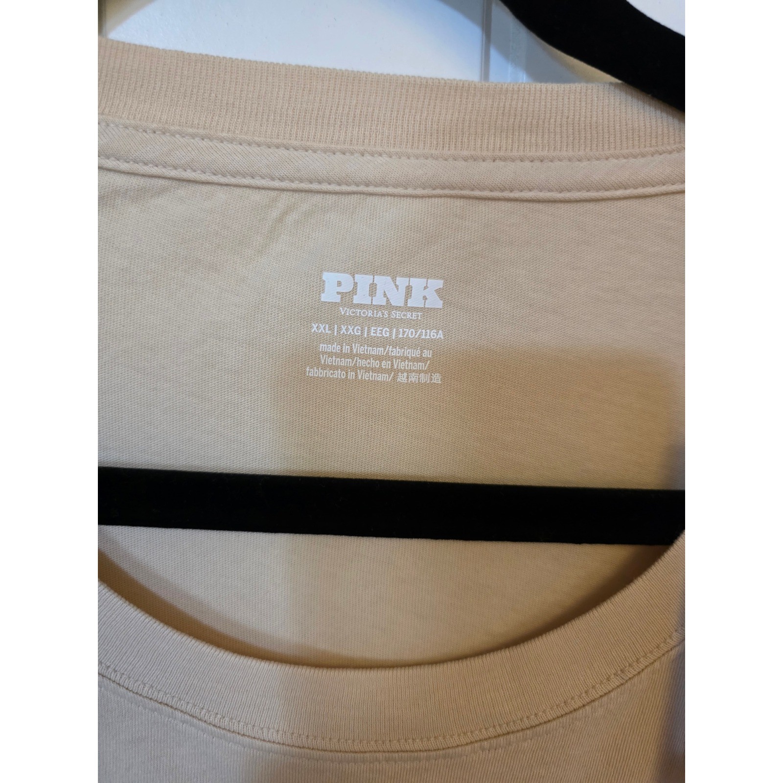 NWT Victoria’s Secret PINK Find Me Poolside Graphic Tee XXL Beige Beach