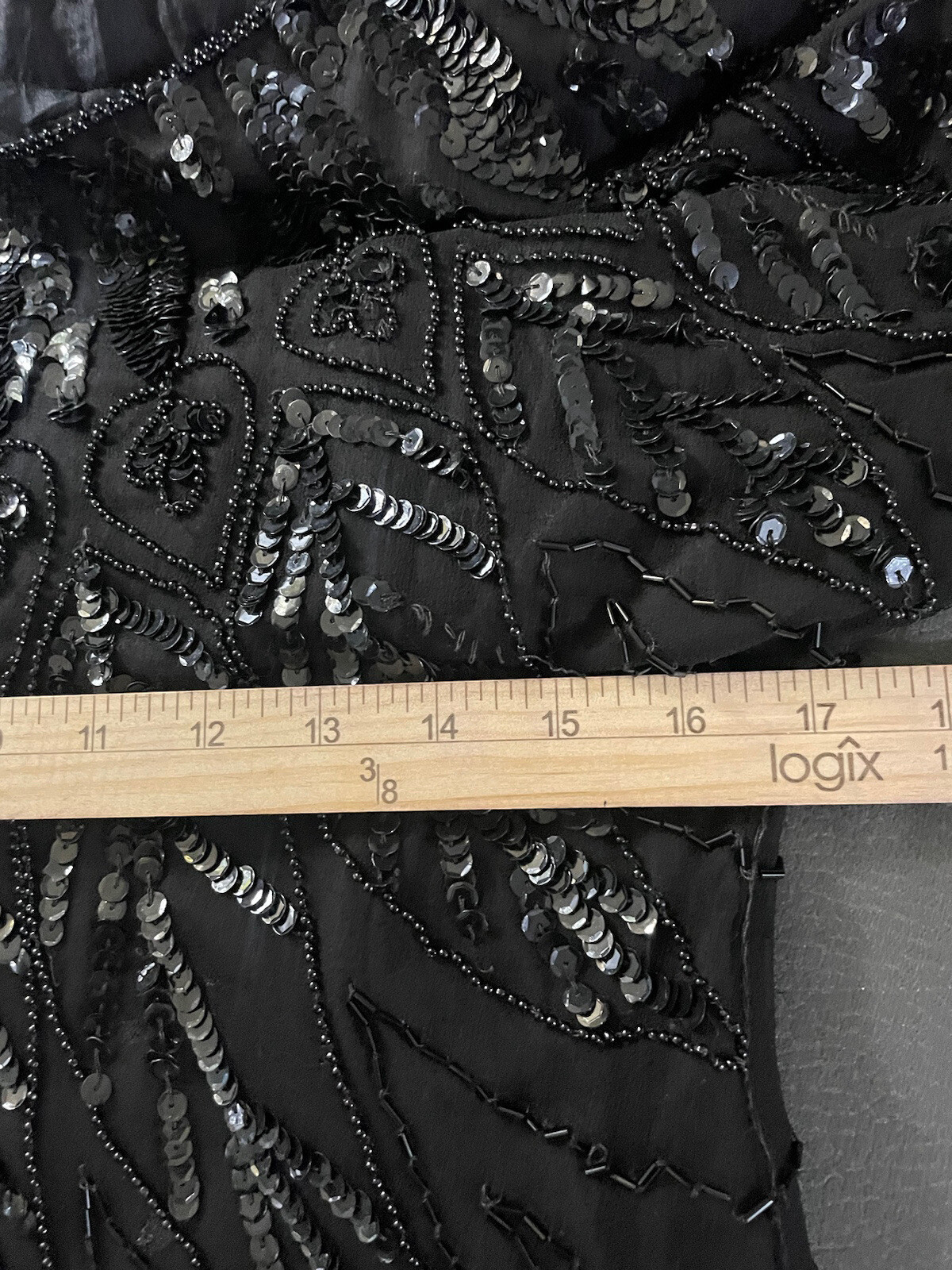 Creative Creations vintage top with beaded sequins 100% black silkSize M#4