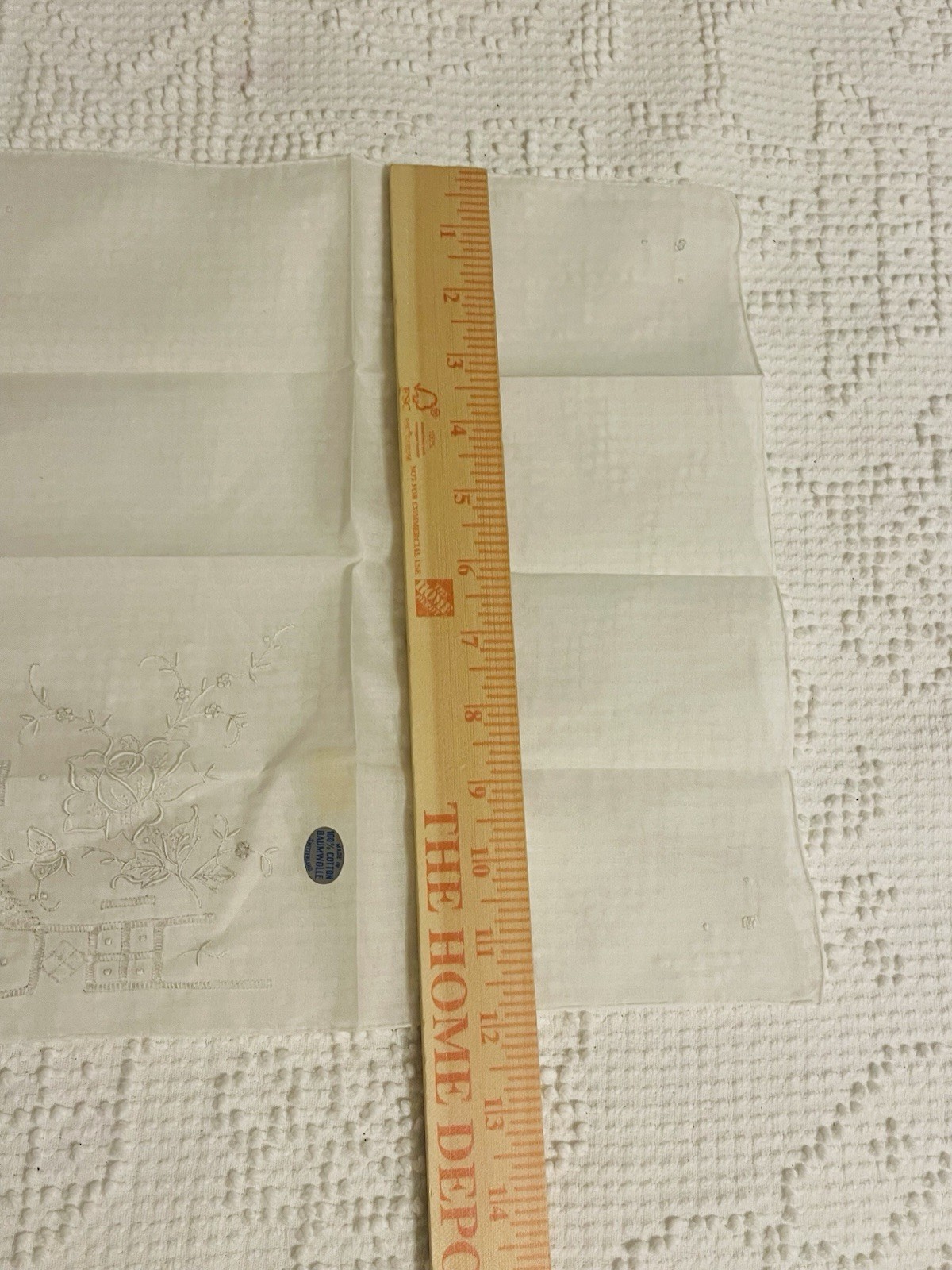 Vintage Whitework Embroidered Handkerchief Baumwolle Cotton