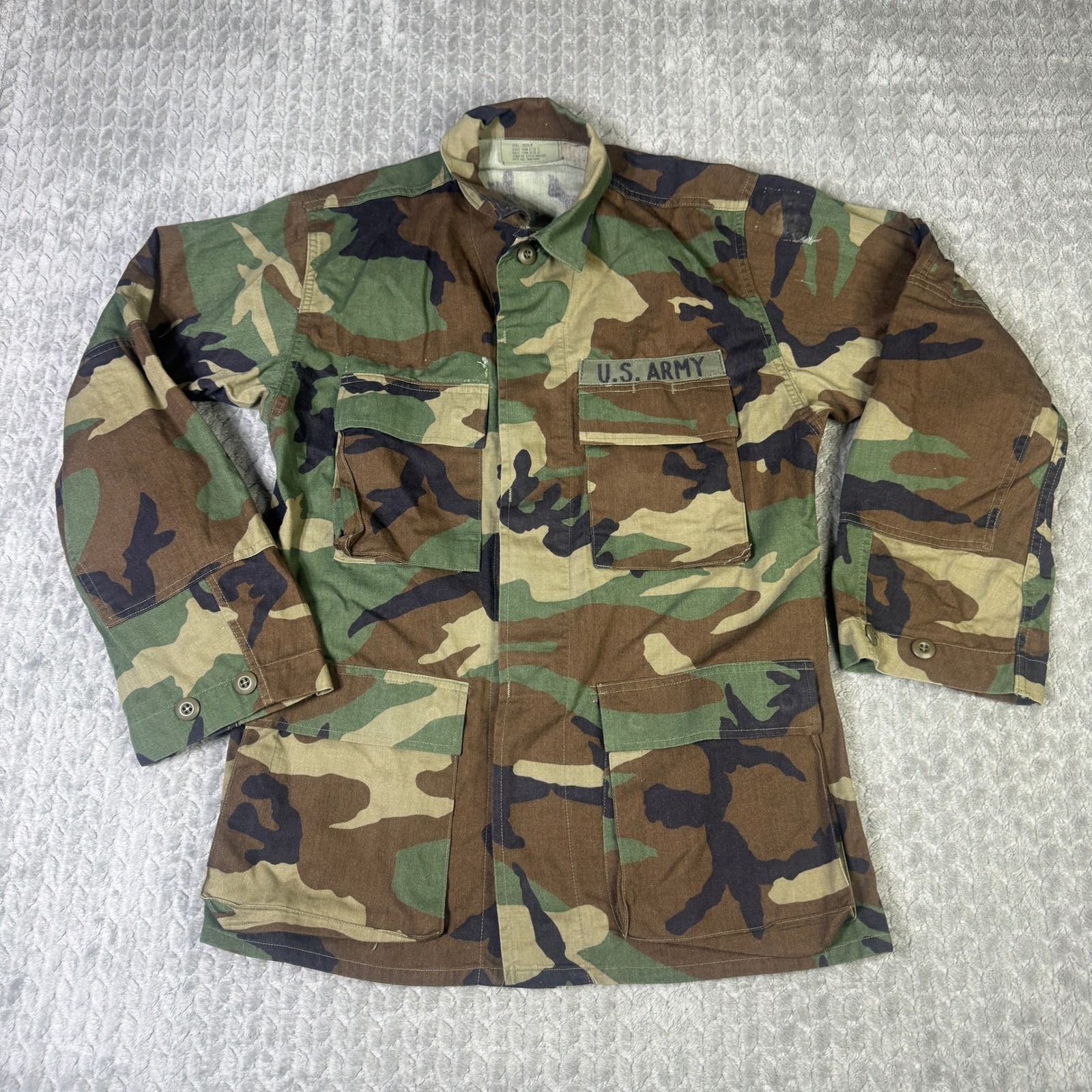 Vintage US Army Woodland Camo BDU Field Jacket Coat Military Issue Camouflage