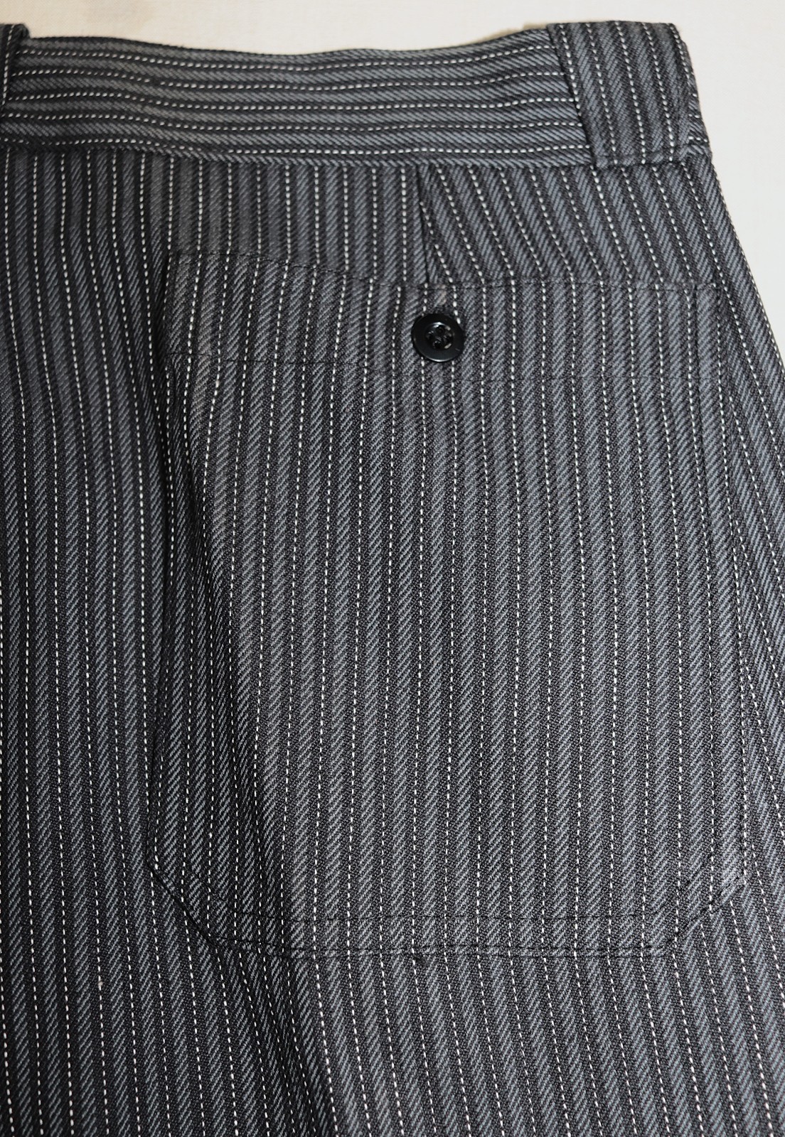New French 1940s Grey Striped Woven Cotton Work Peasant Pants W37 Made in France