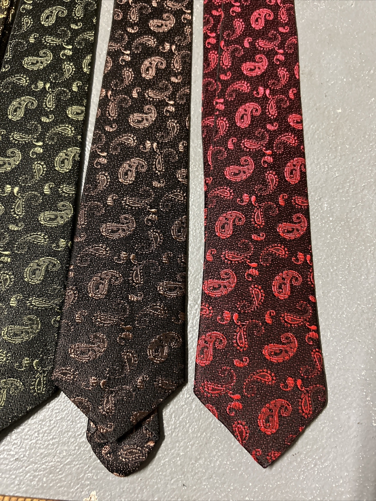 6 New Old Stock 1960’s Paisley NOS Vintage Narrow 2.5” Wide Acetate Rayon Ties