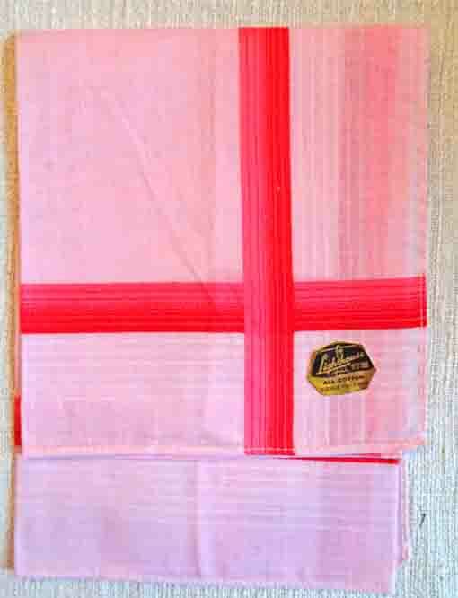 Fine Pink Red Cotton Lighthouse Square Handkerchief 28cm