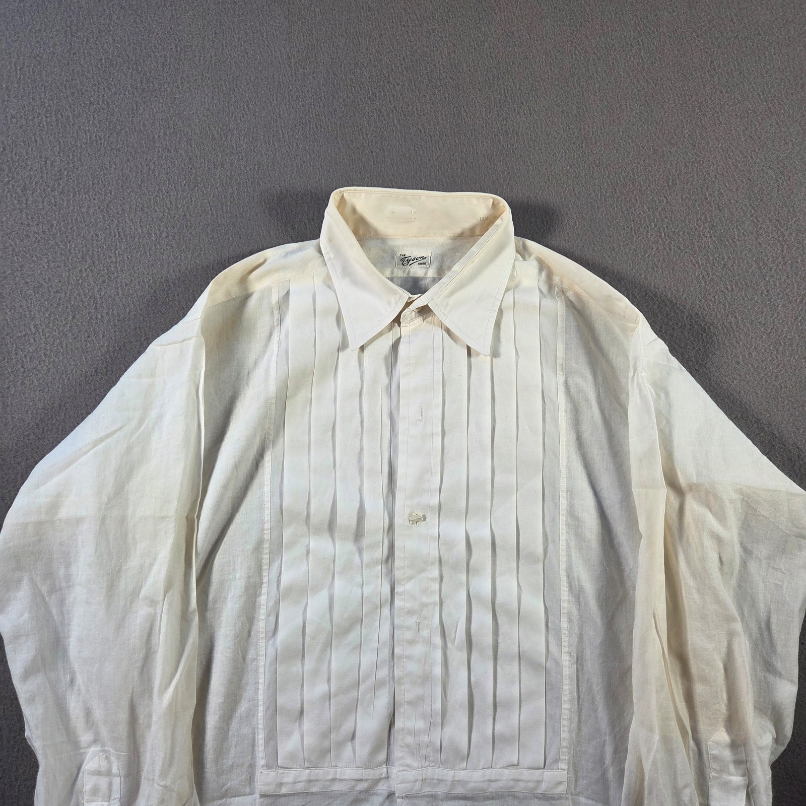 Vintage Tuxedo Shirt Mens 15.5 White Pleated The Tyson 50s 60s Renaissance