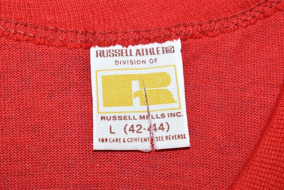 vtg 70s A&M RECORDS TRUMPET RUSSELL ATHLETIC A M RED COTTON AM t-shirt MEDIUM M