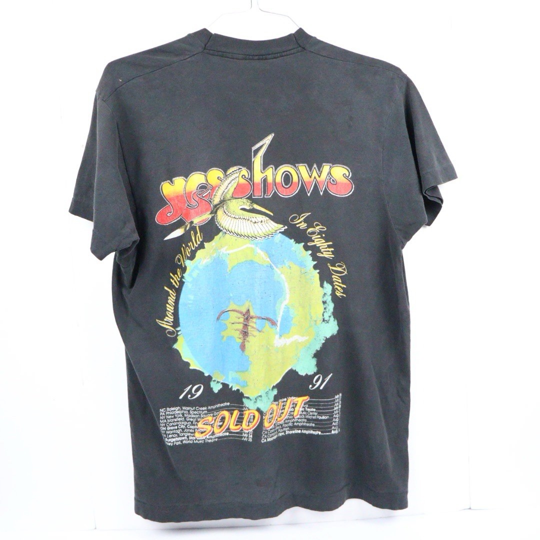VTG 90’s YES Band Tee YesShows 1991 Around the World in 80 Dates Concert Tee LAR