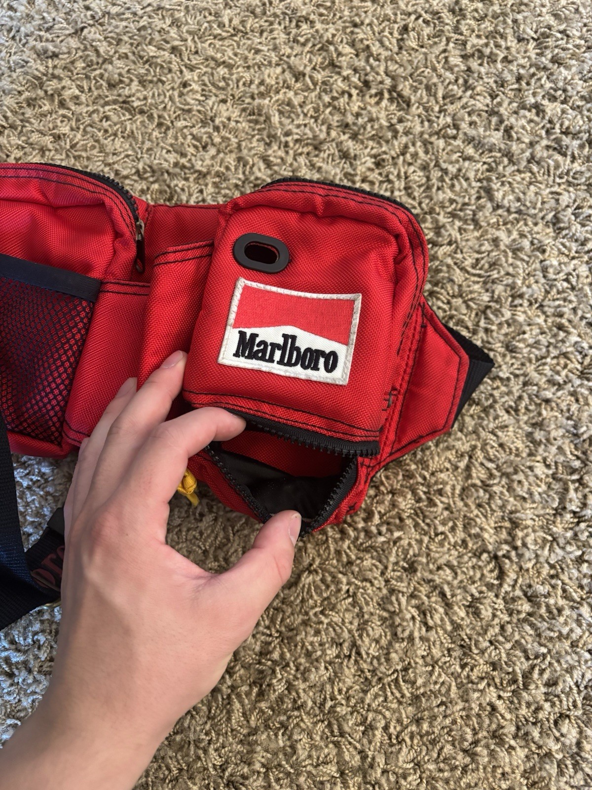 Marlboro Red/Black Waist Pack Fanny Pack Bag Pouch w/ Adjustable Strap