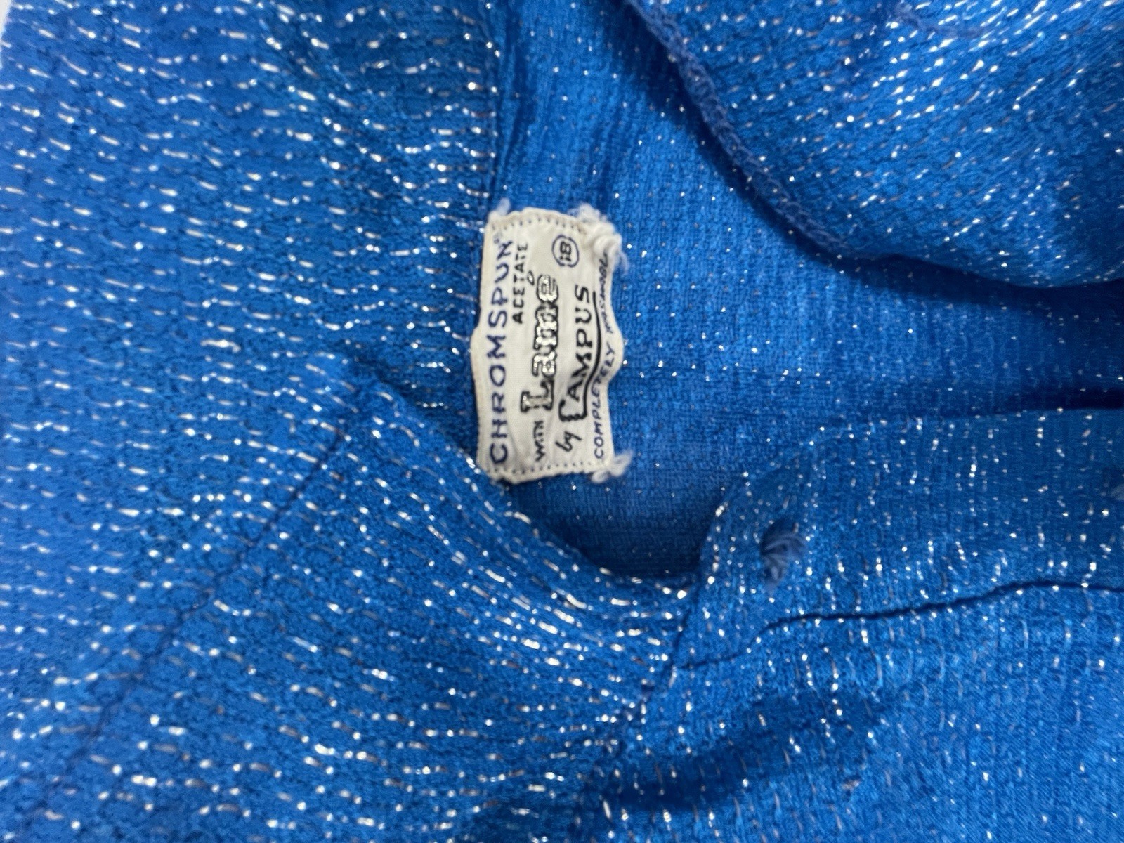 Vintage Chromespun Acetate Lame By Campus Size 18 Shirt 1950’s