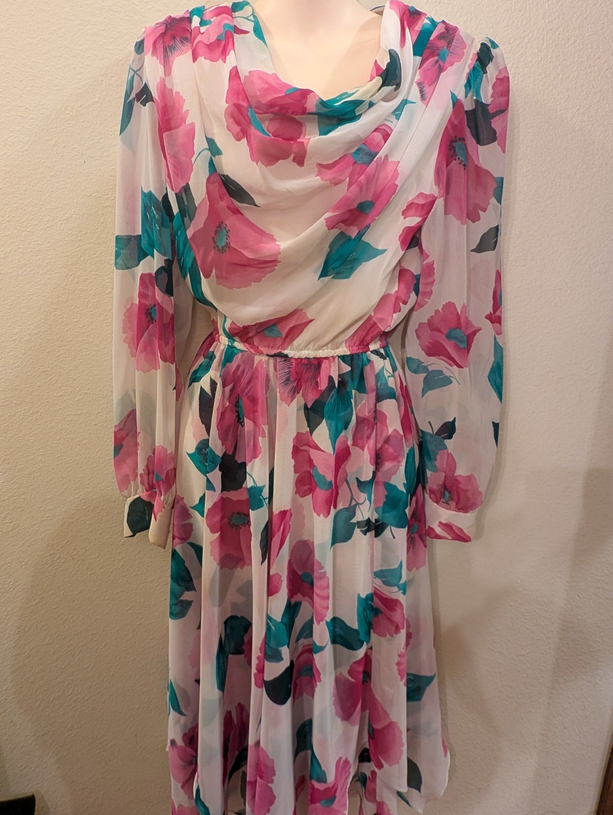 Vintage Chiffon, Lined Dress 1980s Size 8 Lisa Michaels Double Layer Chif. Skirt