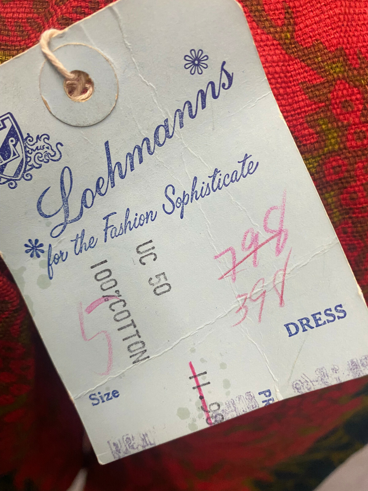 Vintage 1960s Bright Retro Pattern Lohmans Midi Dress Size 5 Red Gold Black