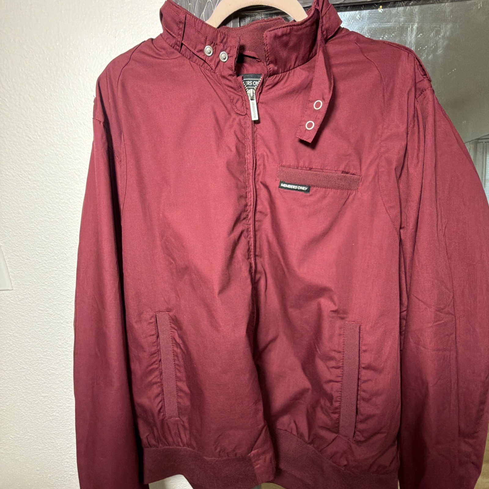 Vintage Members Only Jacket Men’s XXL Maroon Iconic Bomber Racer Jacket