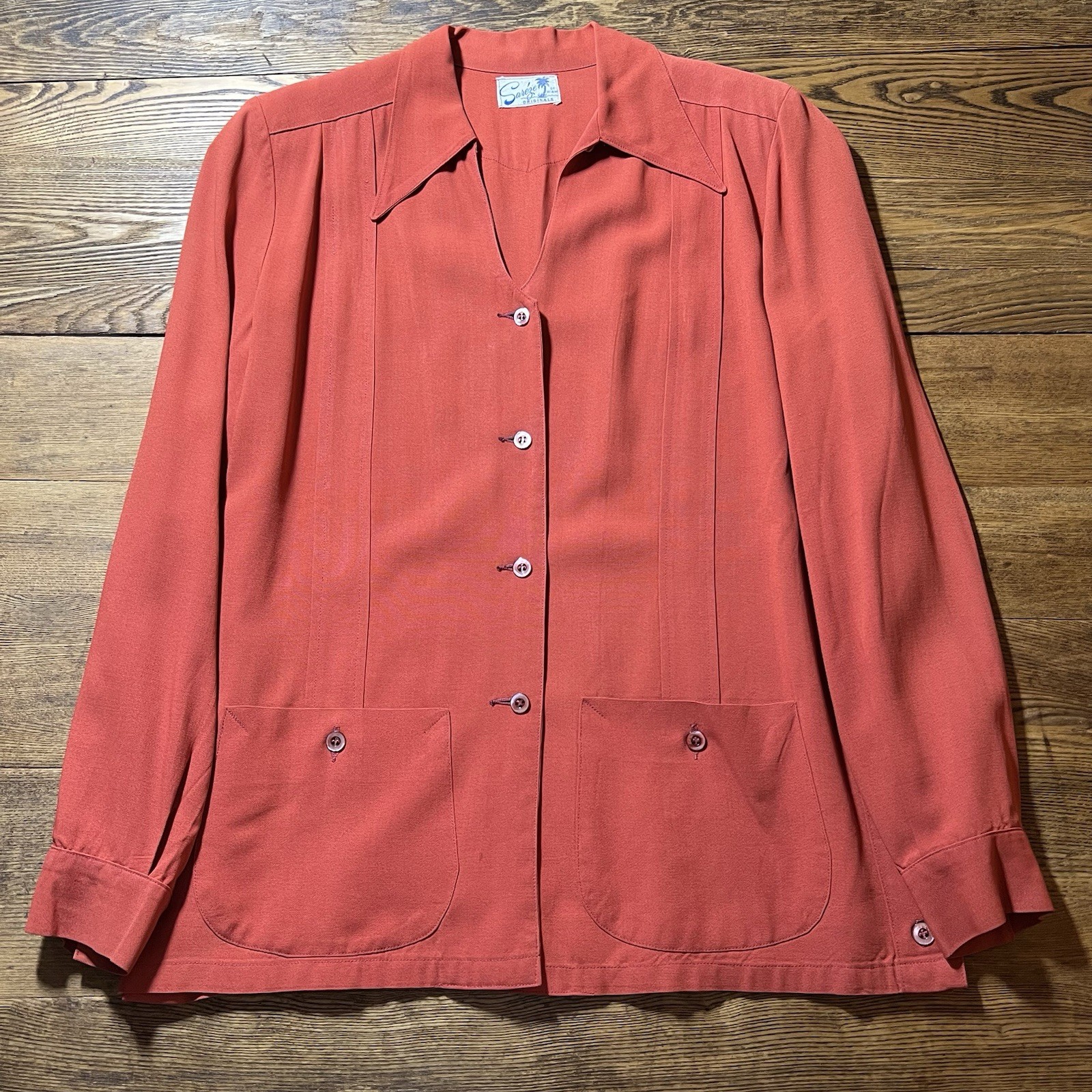 Vintage 40s/50s Hollywood Jacket Women’s Gabardine Orange/Red Sareze Miami M/L