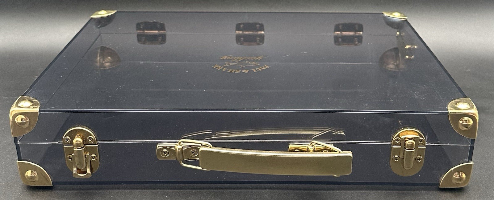Vintage Paul & Shark Yachting Clear Smoke Gray Black Plastic Box Briefcase