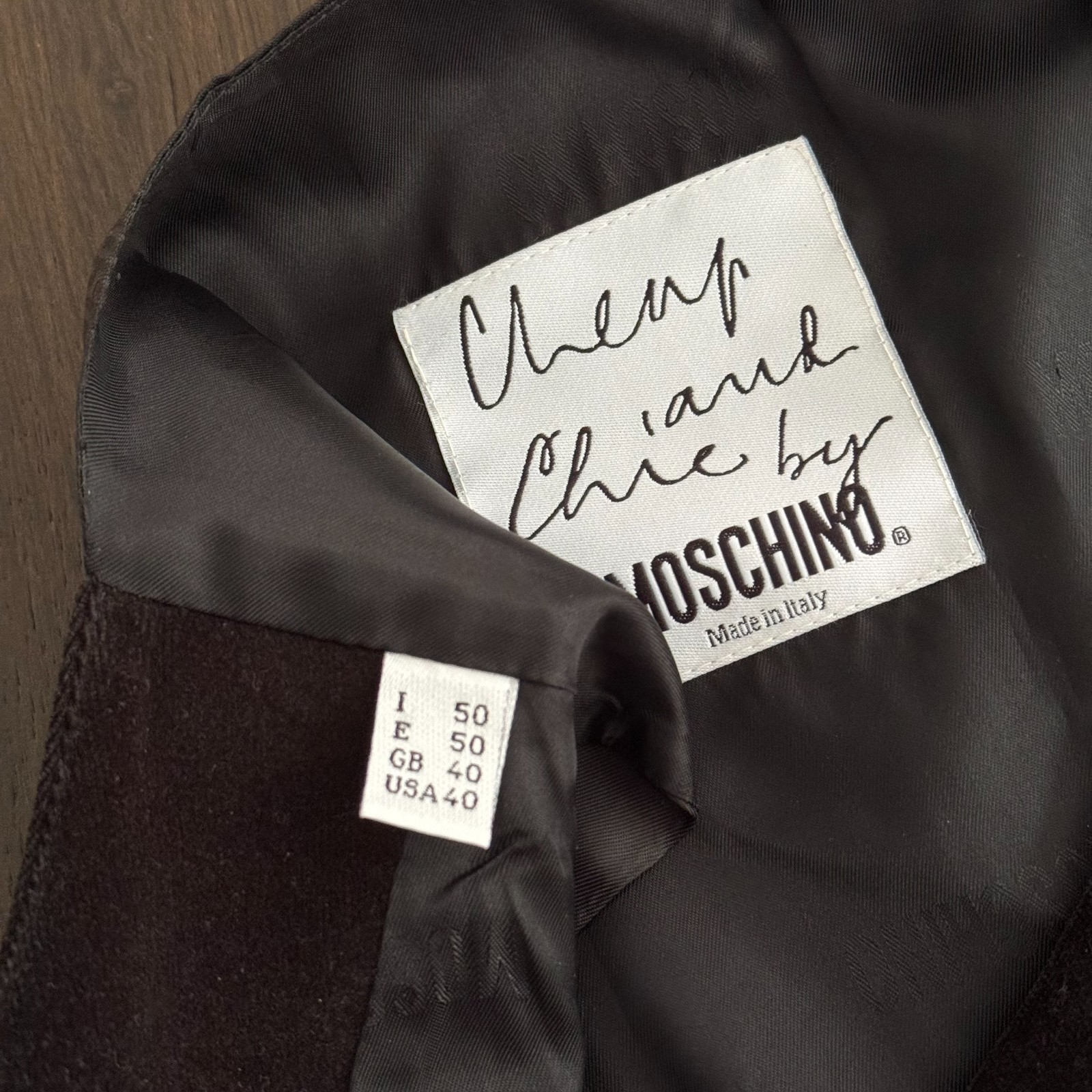 MOSCHINO CHEAP and CHIC velvet double-breasted vest w/ crown buttons size 50