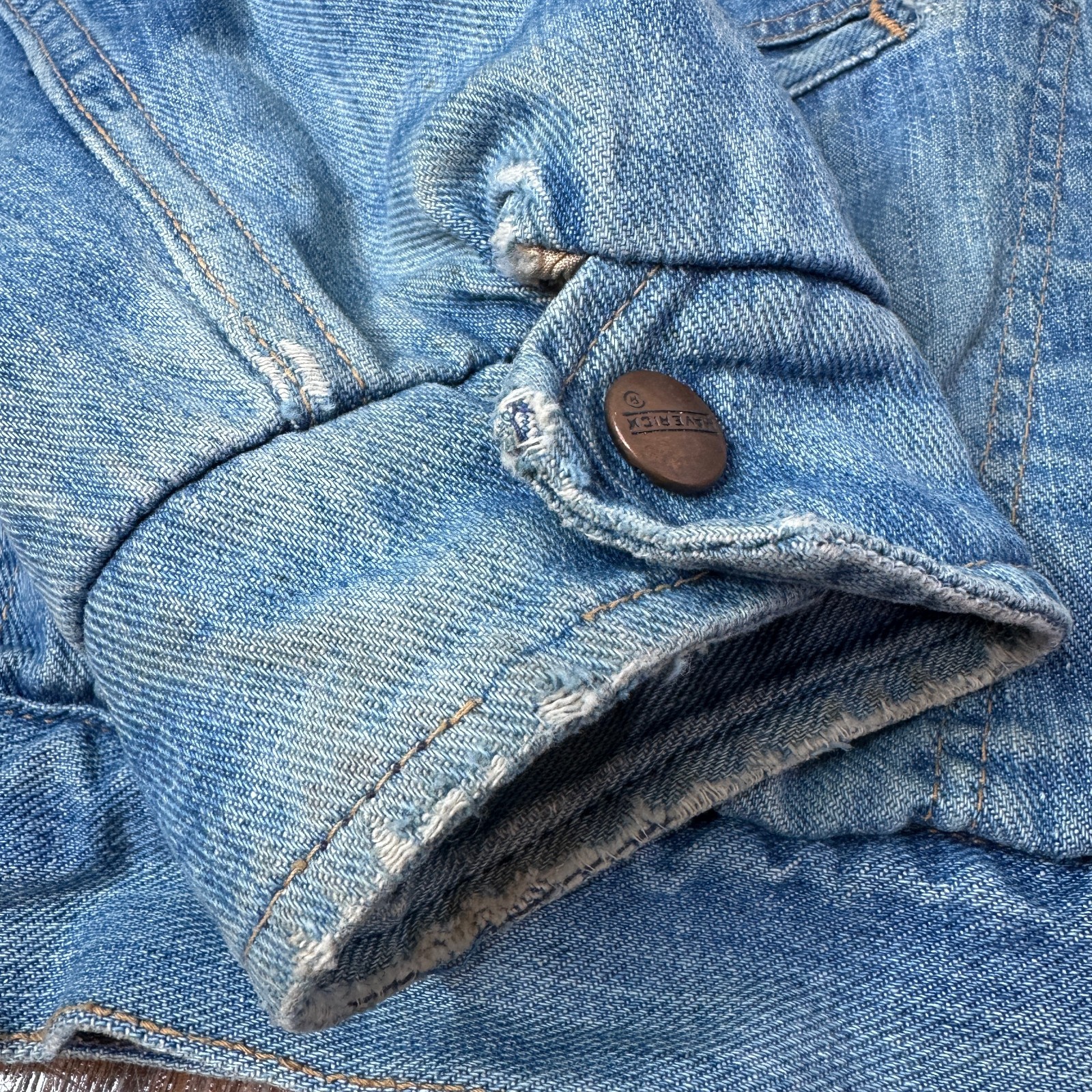 Vintage 60-70’s Maverick Blue Bell Sherpa Lined Denim Cord Collar Jacket USA 40
